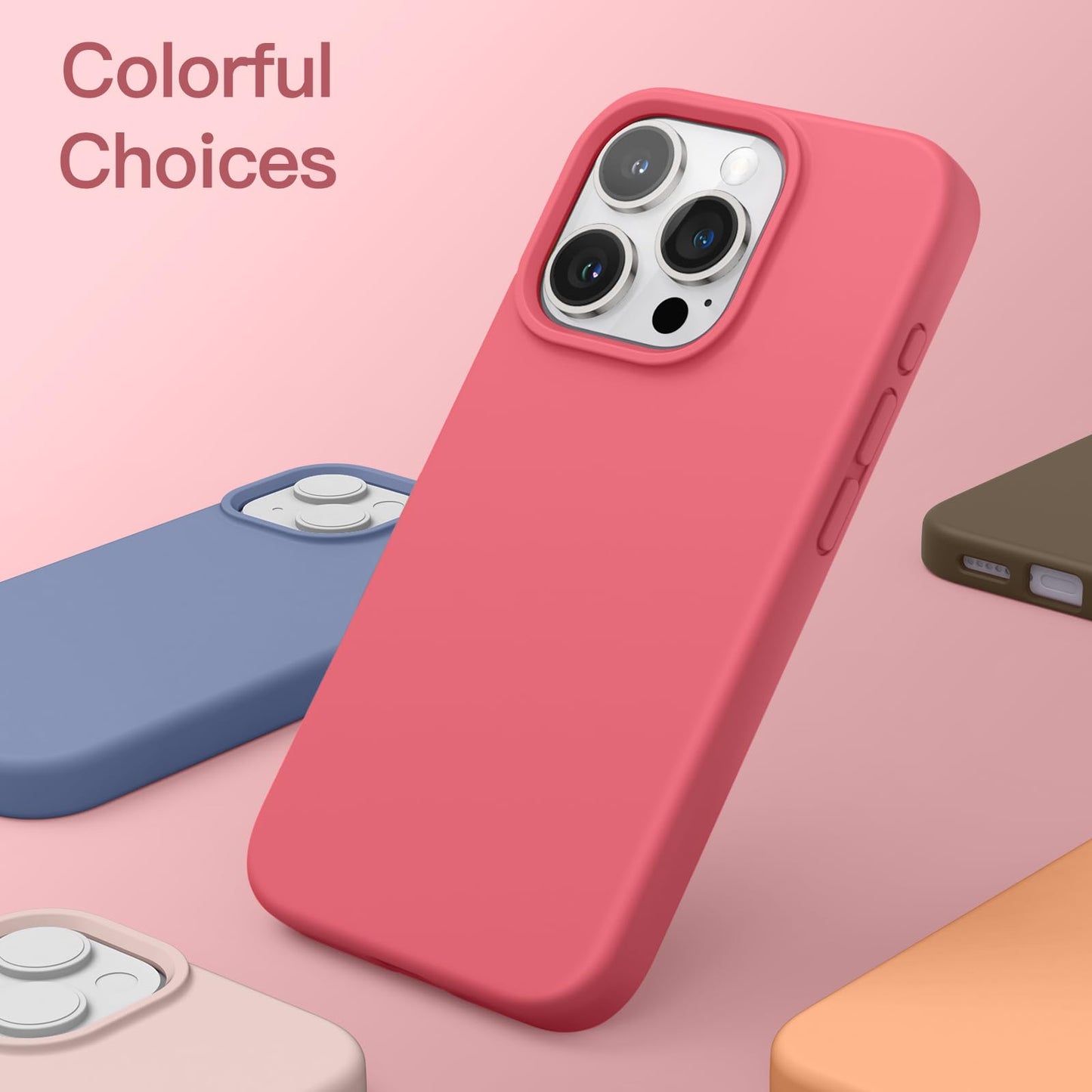 Funda Silicona para iPhone 15 Pro MAX 6.7 Pulgadas, Protectora de Cuerpo Completo con Tacto Suave y Sedoso, Antigolpes Carcasa (Negro)