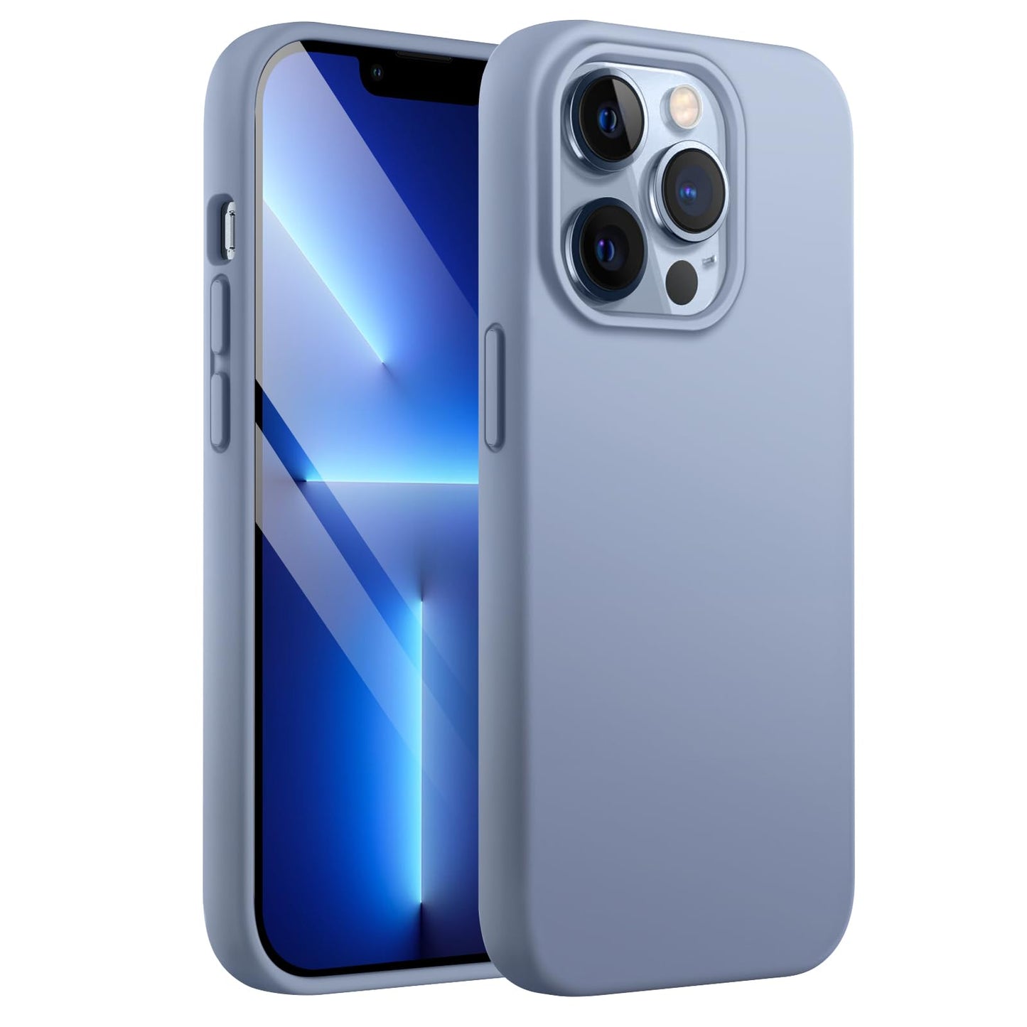 Funda Silicona para iPhone 13 Pro 6,1 Pulgadas, Protectora de Cuerpo Completo con Tacto Suave y Sedoso, Antigolpes Carcasa con Forro de Microfibra (Negro)