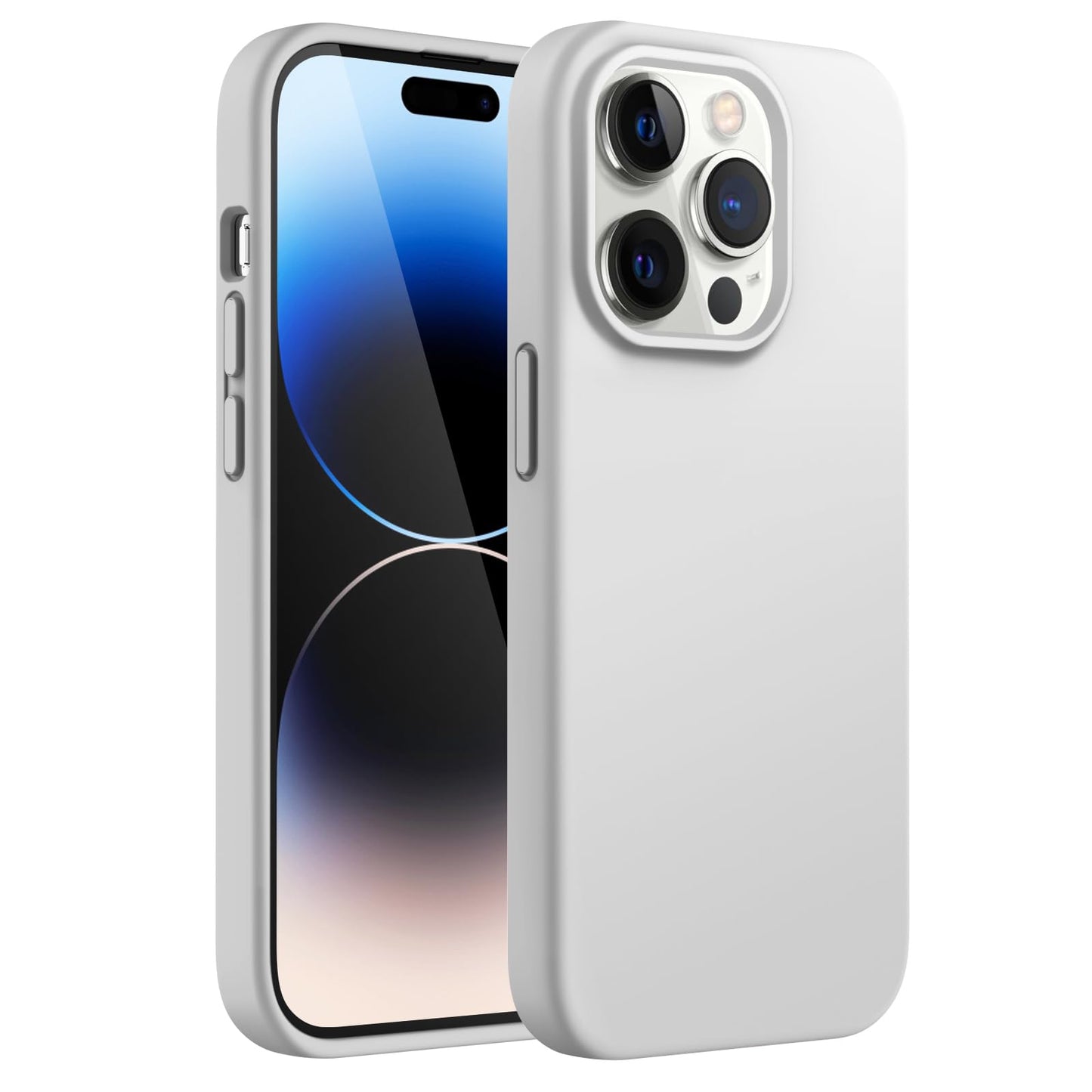 Funda Silicona para iPhone 14 Pro 6.1 Pulgadas, Protectora de Cuerpo Completo con Tacto Suave y Sedoso, Antigolpes Carcasa con Forro de Microfibra (Negro)