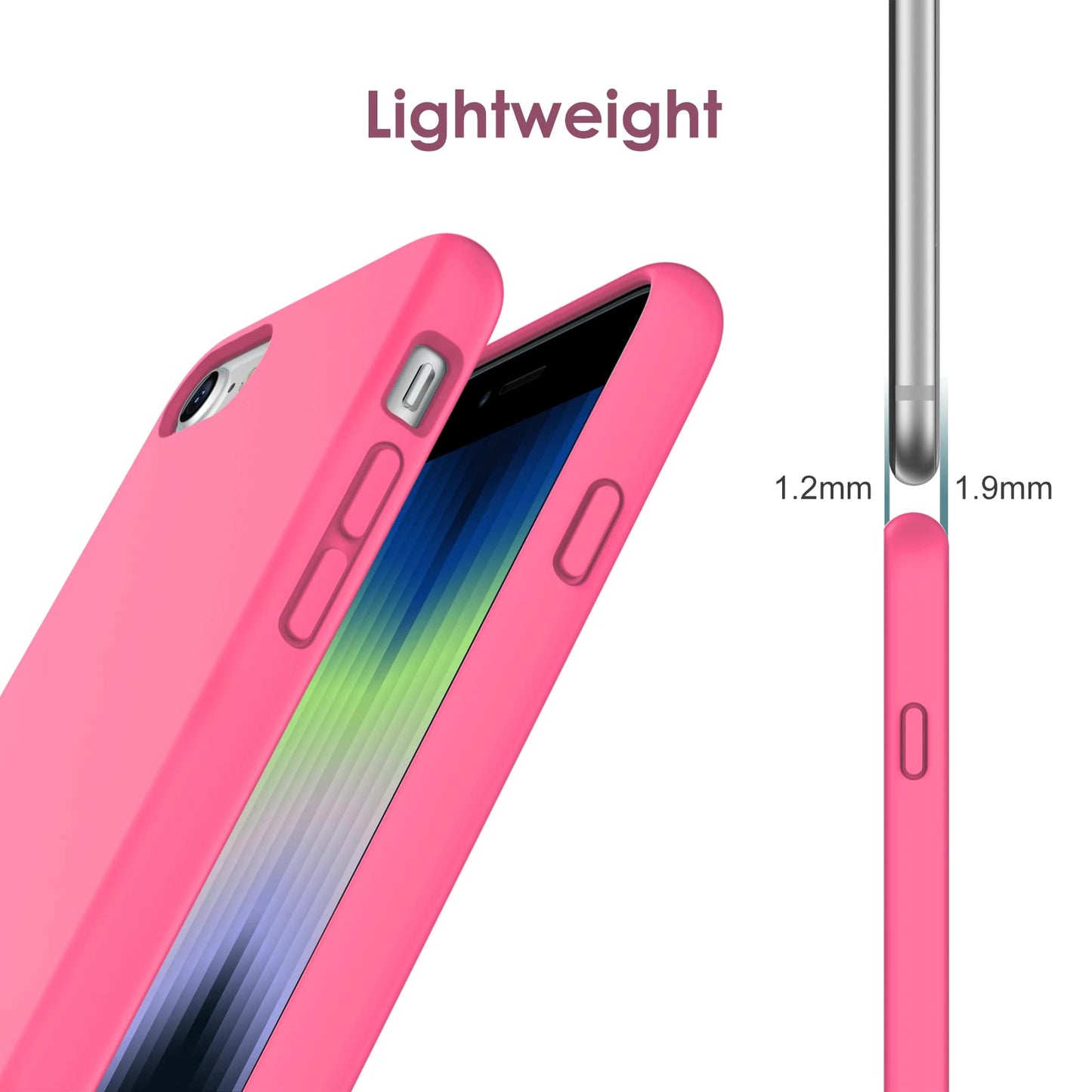 Funda de Silicona para iPhone SE 2022/2020 4,7 Pulgadas, Carcasa Protectora con Tacto Suave y Sedoso, Cubierta a Prueba de Golpes con Forro de Microfibra (Negro)