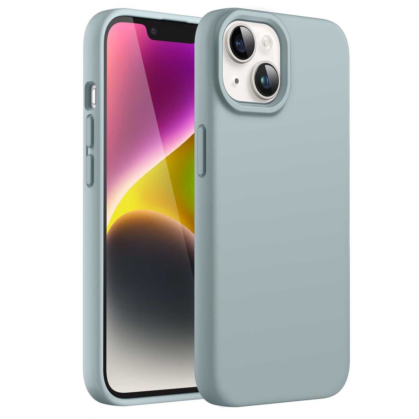 Funda Silicona para iPhone 14 6,1 Pulgadas, Protectora de Cuerpo Completo con Tacto Suave y Sedoso, Antigolpes Carcasa con Forro de Microfibra (Negro)
