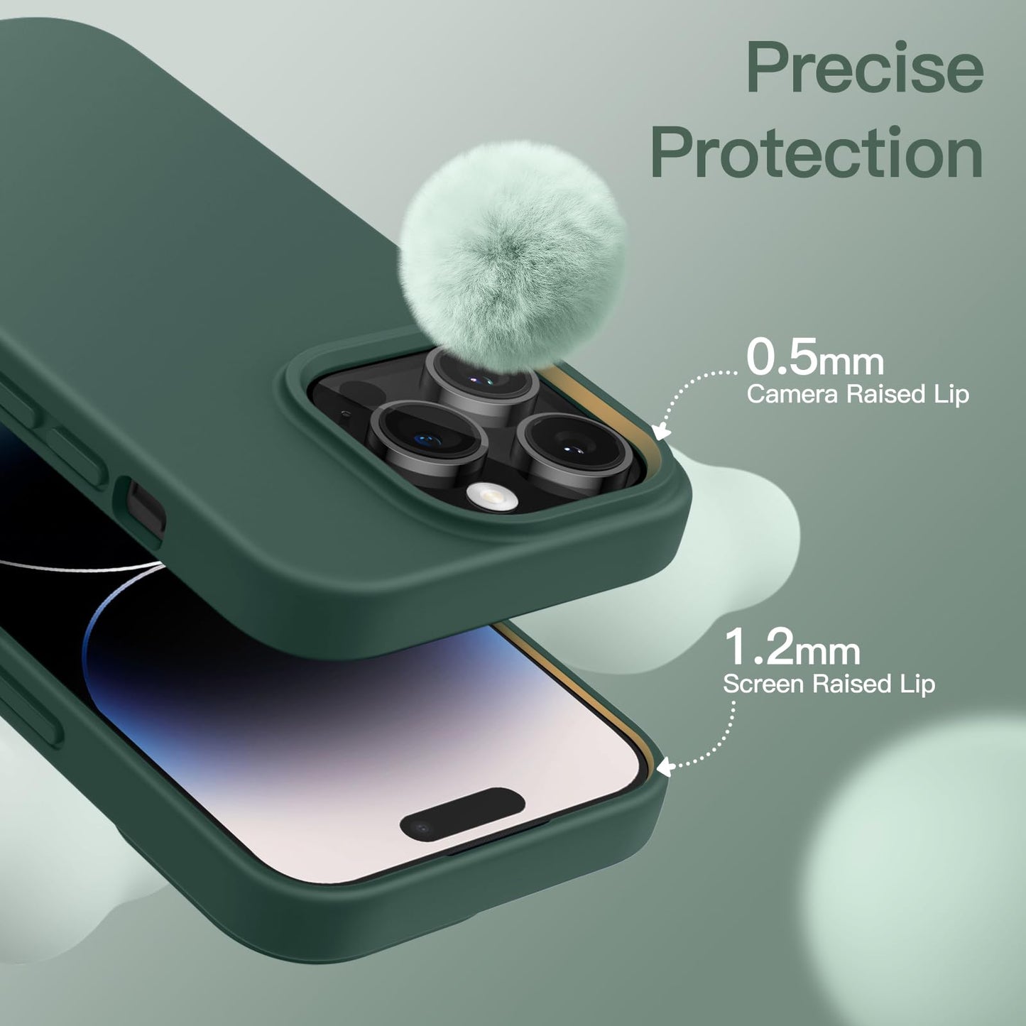 Funda Silicona para iPhone 14 Pro 6.1 Pulgadas, Protectora de Cuerpo Completo con Tacto Suave y Sedoso, Antigolpes Carcasa con Forro de Microfibra (Negro)