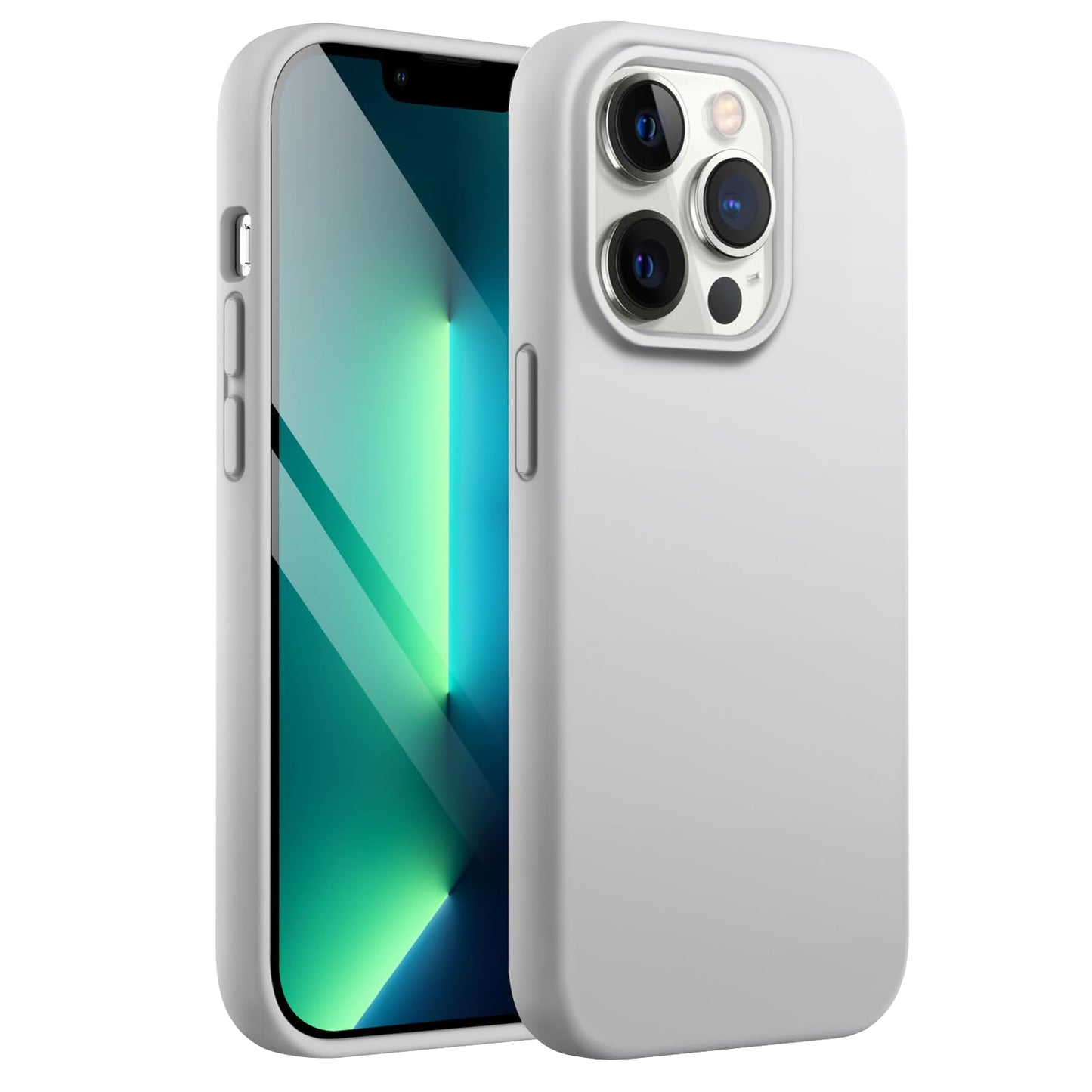Funda Silicona para iPhone 13 Pro 6,1 Pulgadas, Protectora de Cuerpo Completo con Tacto Suave y Sedoso, Antigolpes Carcasa con Forro de Microfibra (Negro)