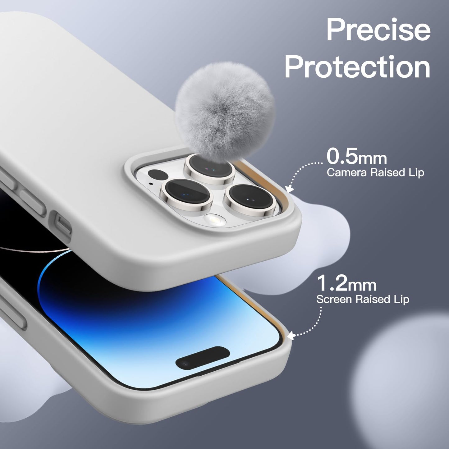 Funda Silicona para iPhone 14 Pro 6.1 Pulgadas, Protectora de Cuerpo Completo con Tacto Suave y Sedoso, Antigolpes Carcasa con Forro de Microfibra (Negro)