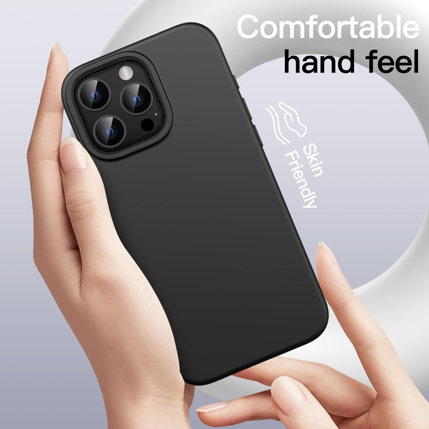 Funda Silicona Líquido para iPhone 16 Pro 6.3 Pulgadas, Protectora de Cuerpo Completo con Tacto Suave y Sedoso, Carcasa Anti-Arañazos con Forro de Microfibra (Negro)