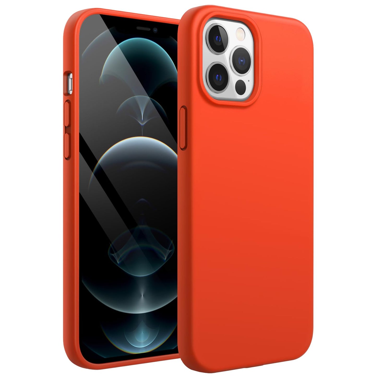 Funda Silicona para iPhone 12 Pro MAX 6.7 Pulgadas, Protectora de Cuerpo Completo con Tacto Suave y Sedoso, Antigolpes Carcasa con Forro de Microfibra (Negro)