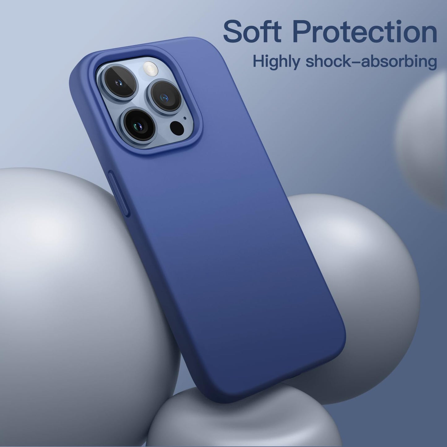 Funda Silicona para iPhone 13 Pro 6,1 Pulgadas, Protectora de Cuerpo Completo con Tacto Suave y Sedoso, Antigolpes Carcasa con Forro de Microfibra (Negro)