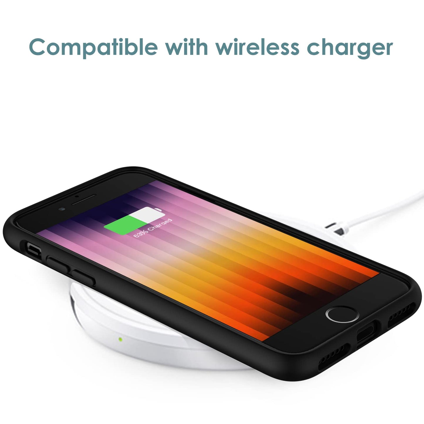 Funda de Silicona para iPhone SE 2022/2020 4,7 Pulgadas, Carcasa Protectora con Tacto Suave y Sedoso, Cubierta a Prueba de Golpes con Forro de Microfibra (Negro)