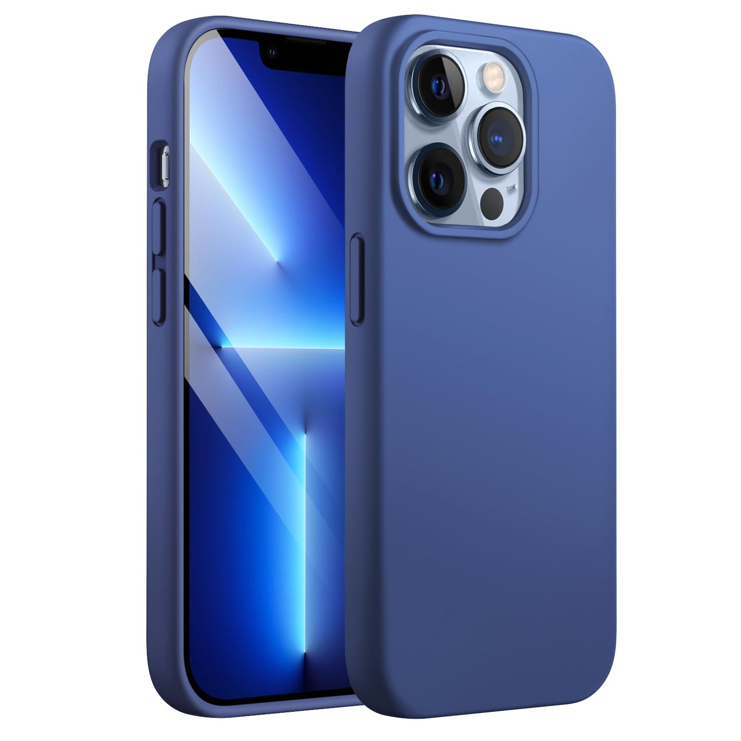 Funda Silicona para iPhone 13 Pro 6,1 Pulgadas, Protectora de Cuerpo Completo con Tacto Suave y Sedoso, Antigolpes Carcasa con Forro de Microfibra (Negro)