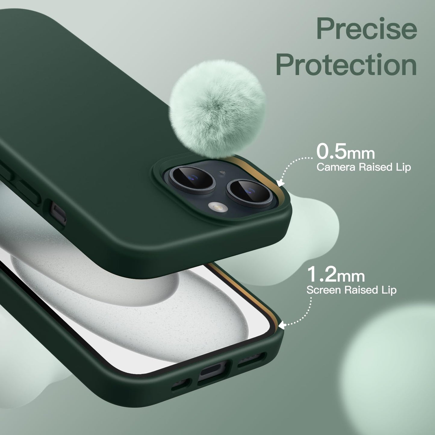 Funda Silicona para iPhone 15 6.1 Pulgadas, Protectora de Cuerpo Completo con Tacto Suave y Sedoso, Antigolpes Carcasa (Negro)