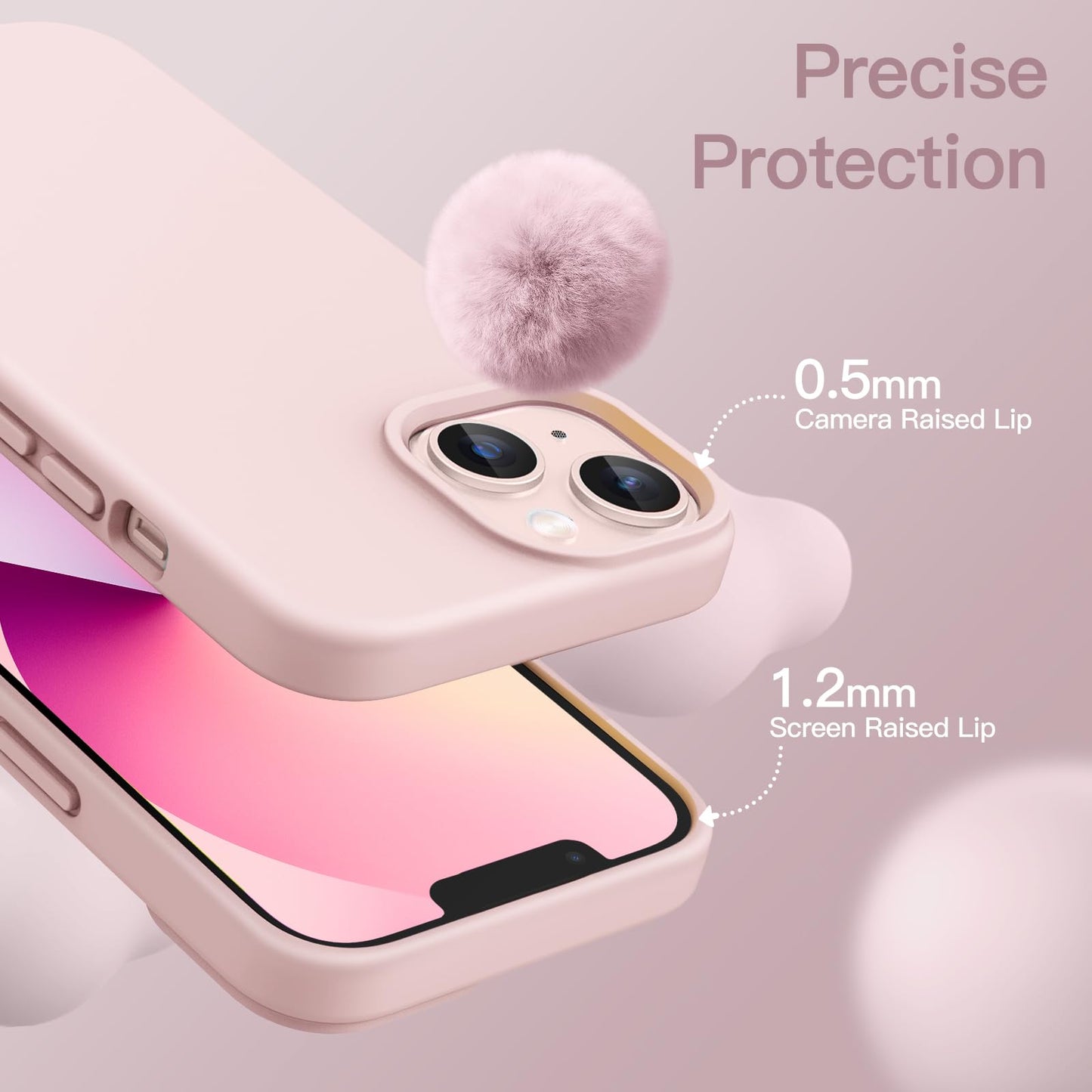 Funda Silicona para iPhone 13 6,1 Pulgadas, Protectora de Cuerpo Completo con Tacto Suave y Sedoso, Antigolpes Carcasa con Forro de Microfibra (Negro)