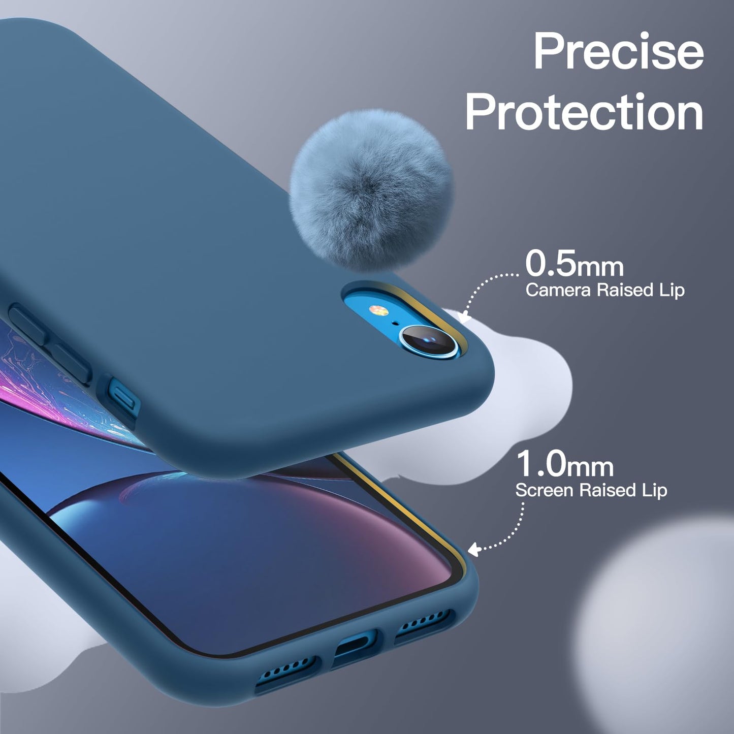 Funda de Silicona para iPhone XR, 6,1", Sedoso-Tacto Suave, Cubierta a Prueba de Golpes con Forro de Microfibra (Negro)
