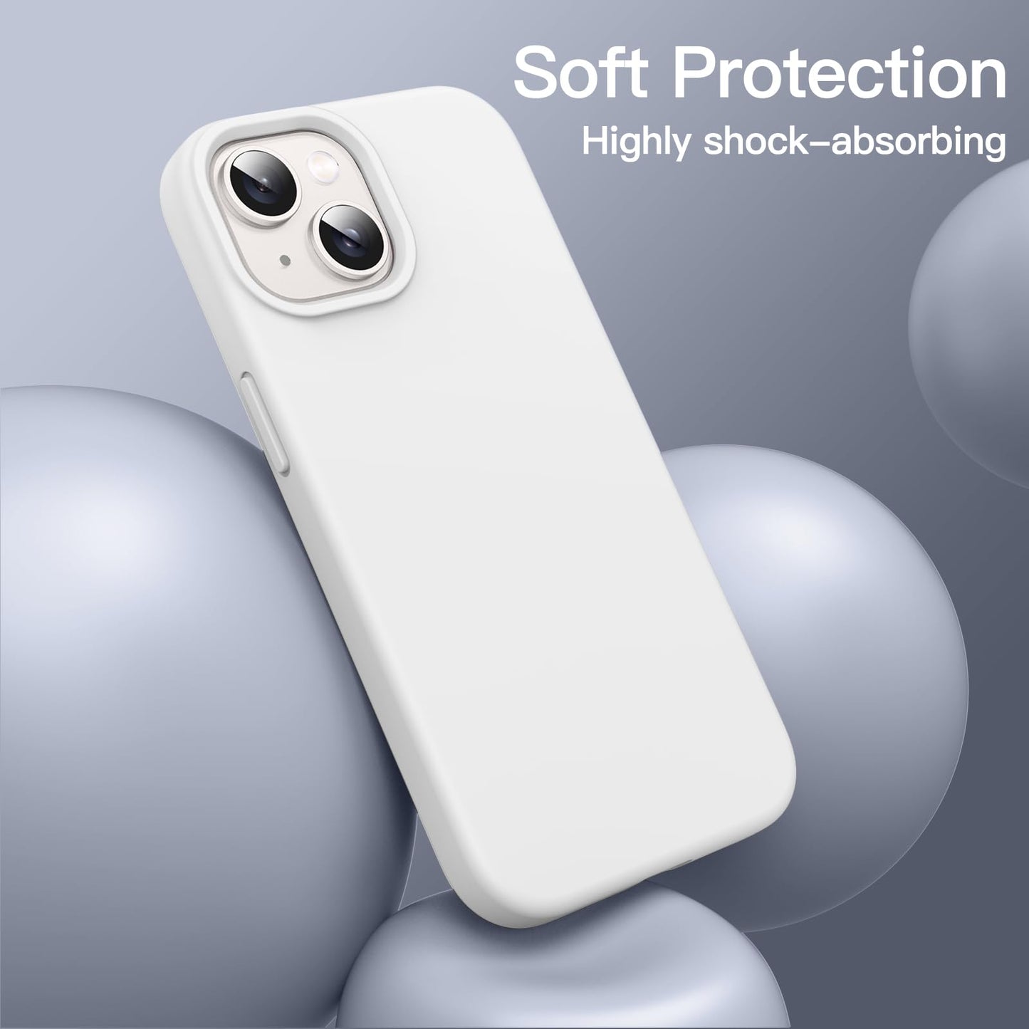 Funda Silicona para iPhone 14 6,1 Pulgadas, Protectora de Cuerpo Completo con Tacto Suave y Sedoso, Antigolpes Carcasa con Forro de Microfibra (Negro)