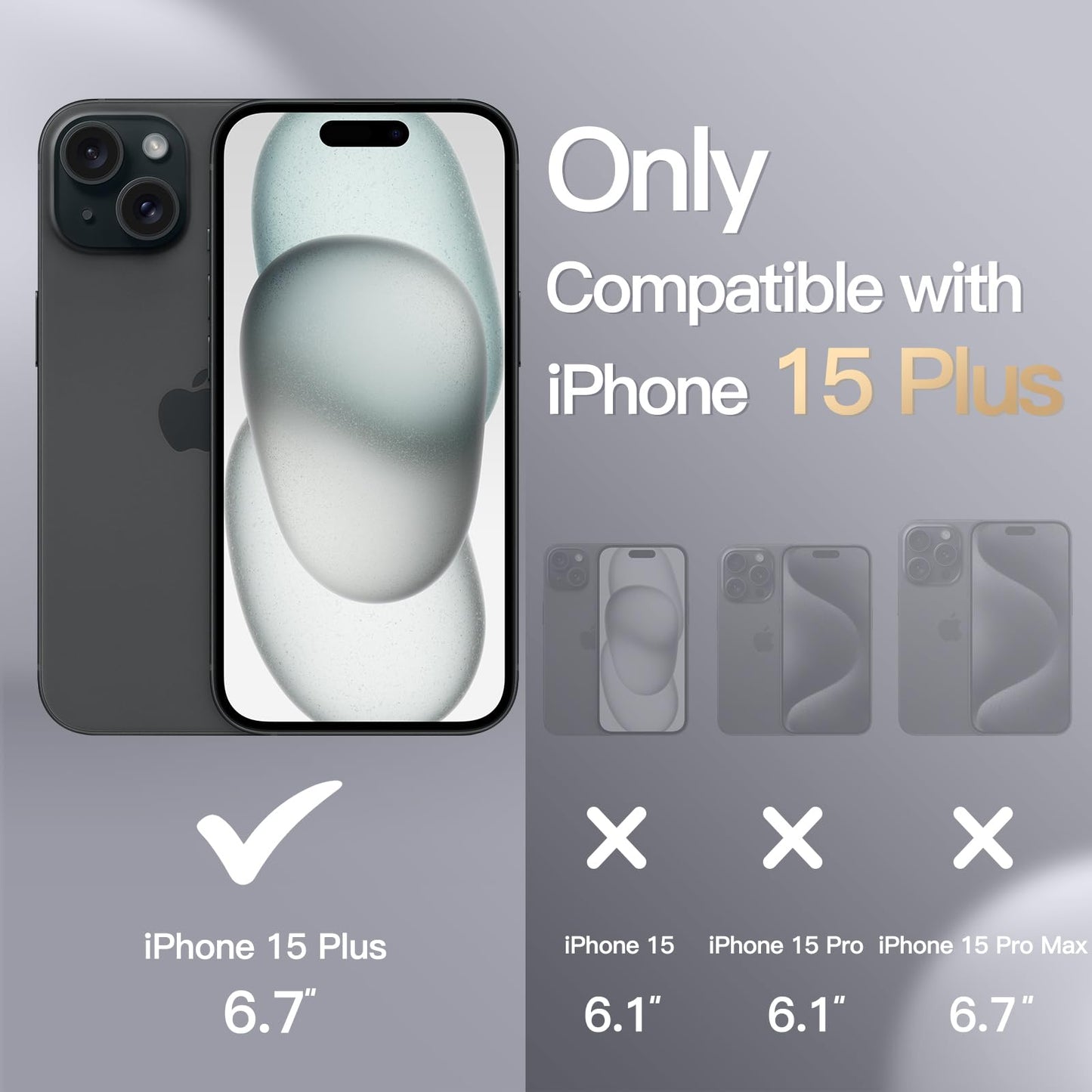 Funda Silicona para iPhone 15 Plus 6.7 Pulgadas, Protectora de Cuerpo Completo con Tacto Suave y Sedoso, Antigolpes Carcasa (Negro)