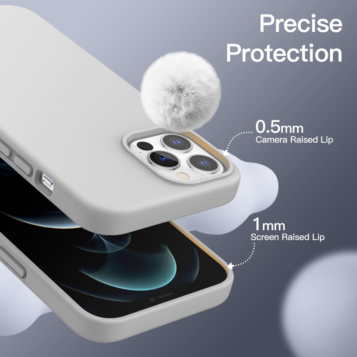 Funda Silicona para iPhone 12 Pro MAX 6.7 Pulgadas, Protectora de Cuerpo Completo con Tacto Suave y Sedoso, Antigolpes Carcasa con Forro de Microfibra (Negro)