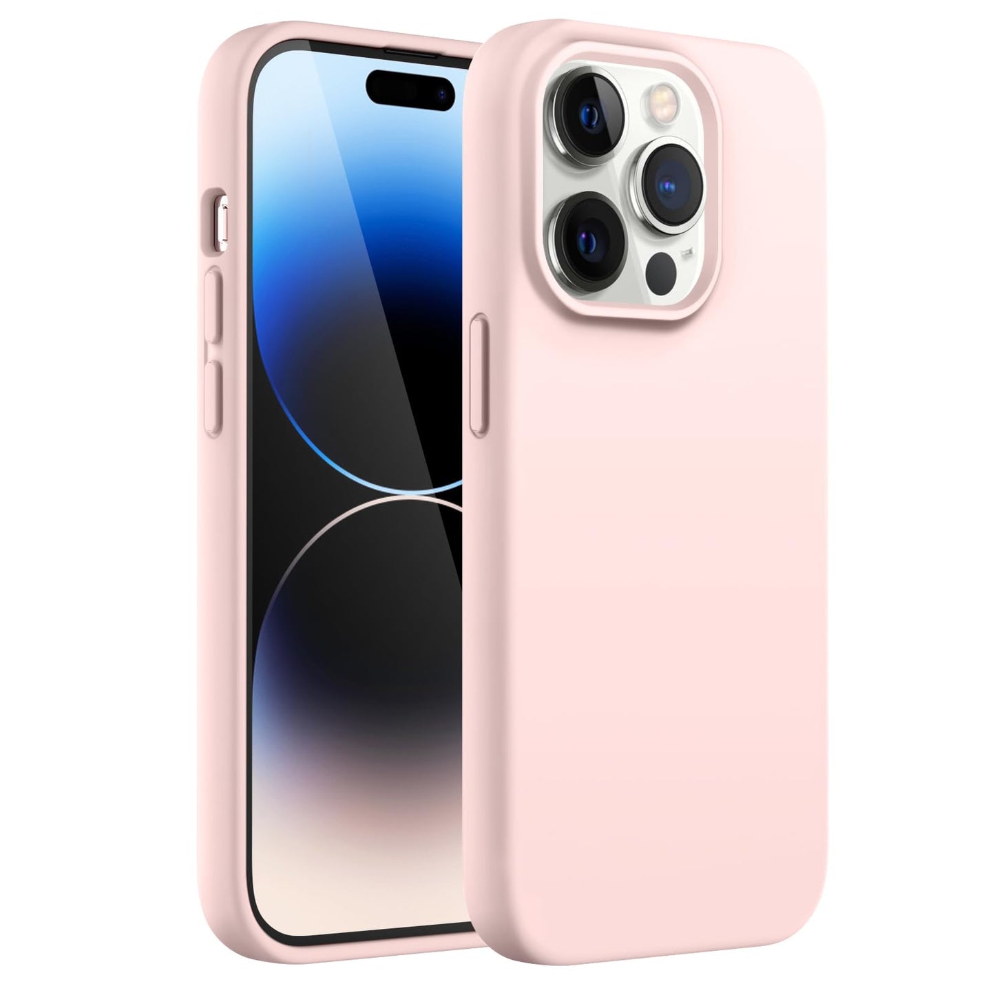 Funda Silicona para iPhone 14 Pro 6.1 Pulgadas, Protectora de Cuerpo Completo con Tacto Suave y Sedoso, Antigolpes Carcasa con Forro de Microfibra (Negro)
