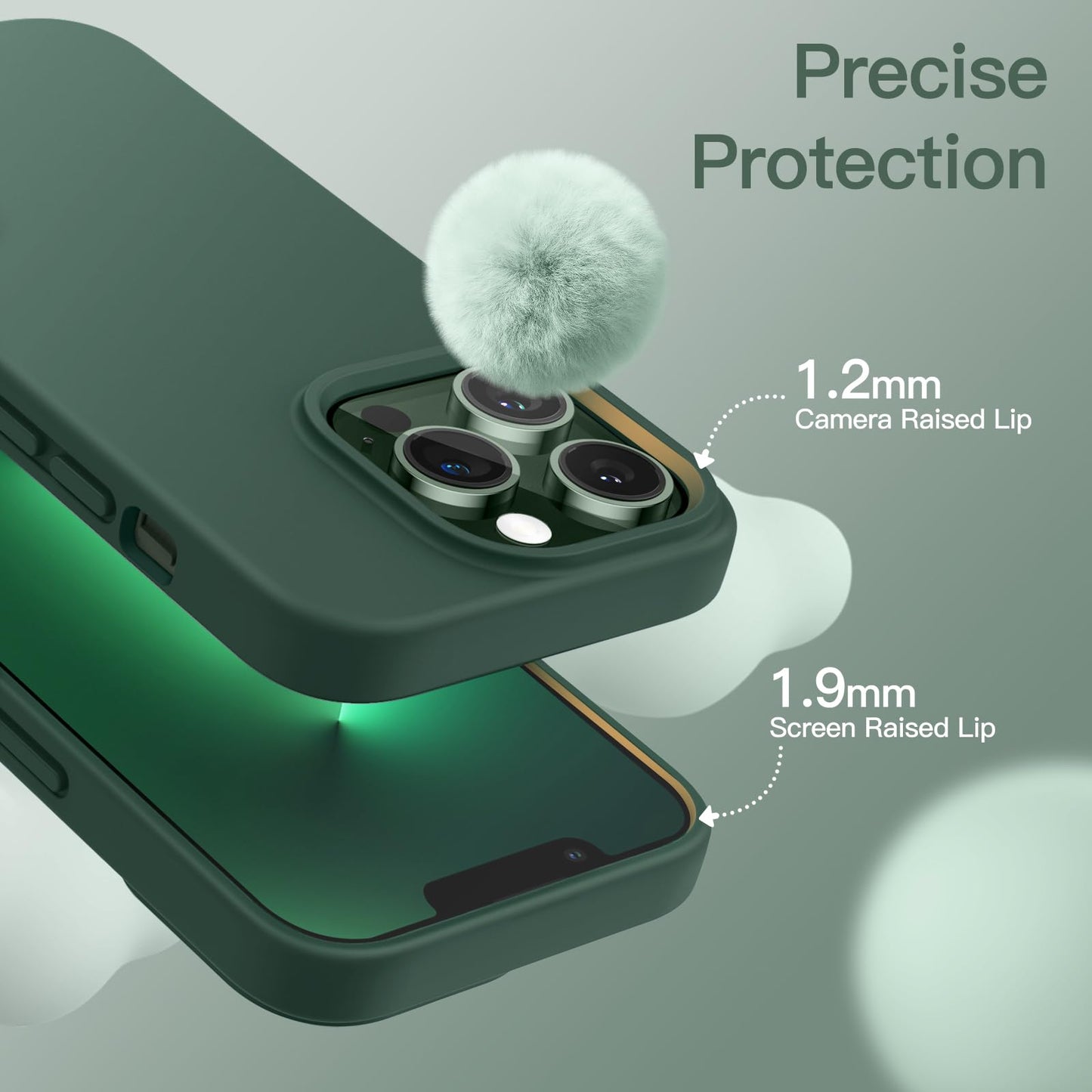Funda Silicona para iPhone 13 Pro 6,1 Pulgadas, Protectora de Cuerpo Completo con Tacto Suave y Sedoso, Antigolpes Carcasa con Forro de Microfibra (Negro)