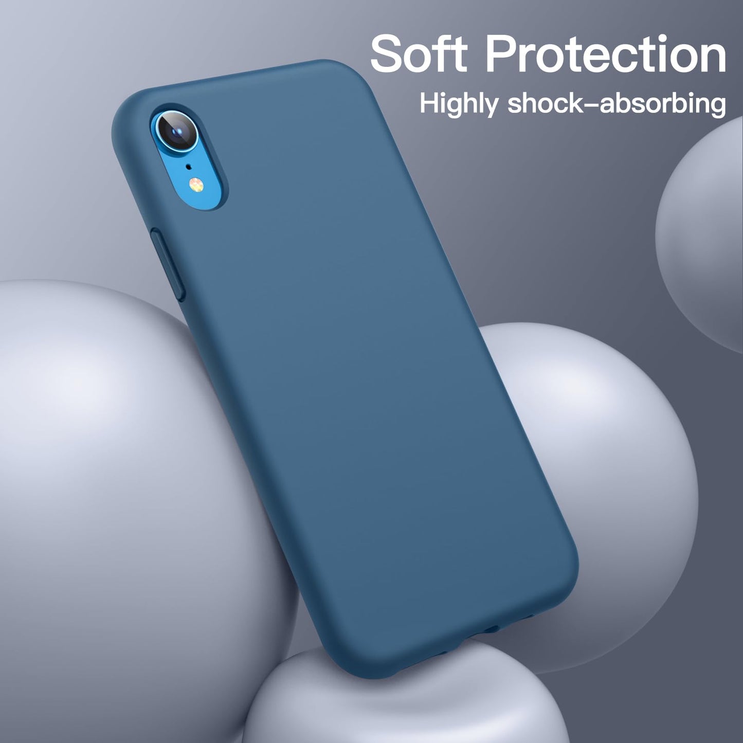Funda de Silicona para iPhone XR, 6,1", Sedoso-Tacto Suave, Cubierta a Prueba de Golpes con Forro de Microfibra (Negro)