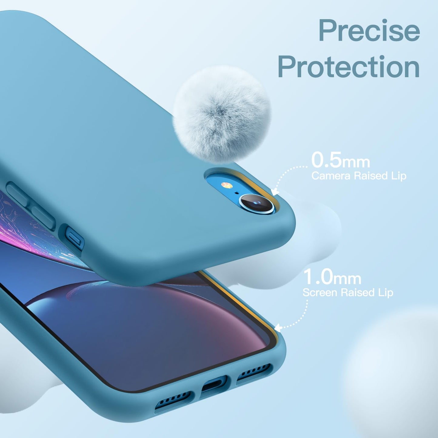 Funda de Silicona para iPhone XR, 6,1", Sedoso-Tacto Suave, Cubierta a Prueba de Golpes con Forro de Microfibra (Negro)