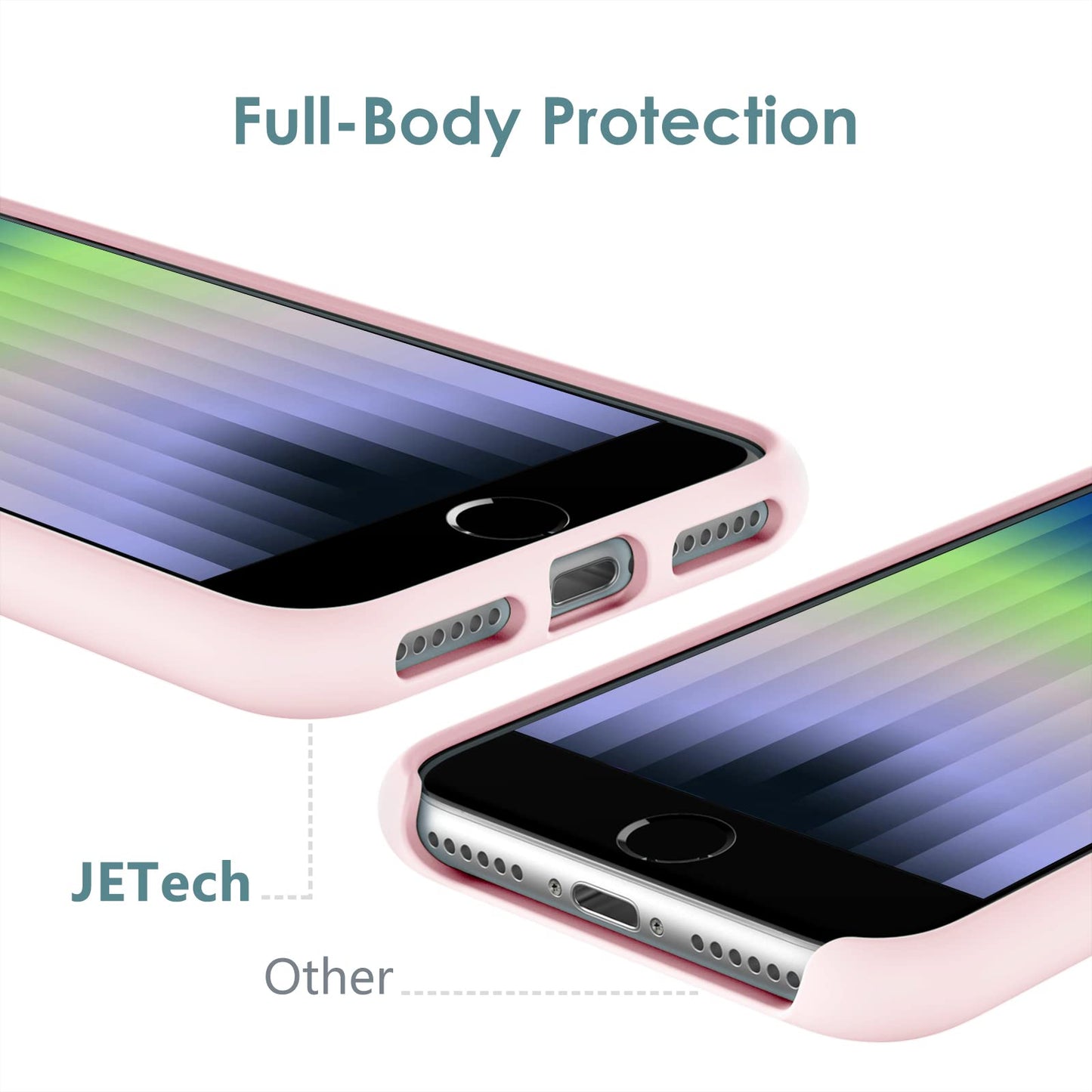 Funda de Silicona para iPhone SE 2022/2020 4,7 Pulgadas, Carcasa Protectora con Tacto Suave y Sedoso, Cubierta a Prueba de Golpes con Forro de Microfibra (Negro)