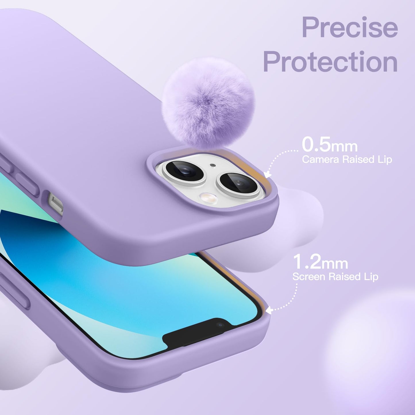Funda Silicona para iPhone 13 6,1 Pulgadas, Protectora de Cuerpo Completo con Tacto Suave y Sedoso, Antigolpes Carcasa con Forro de Microfibra (Negro)