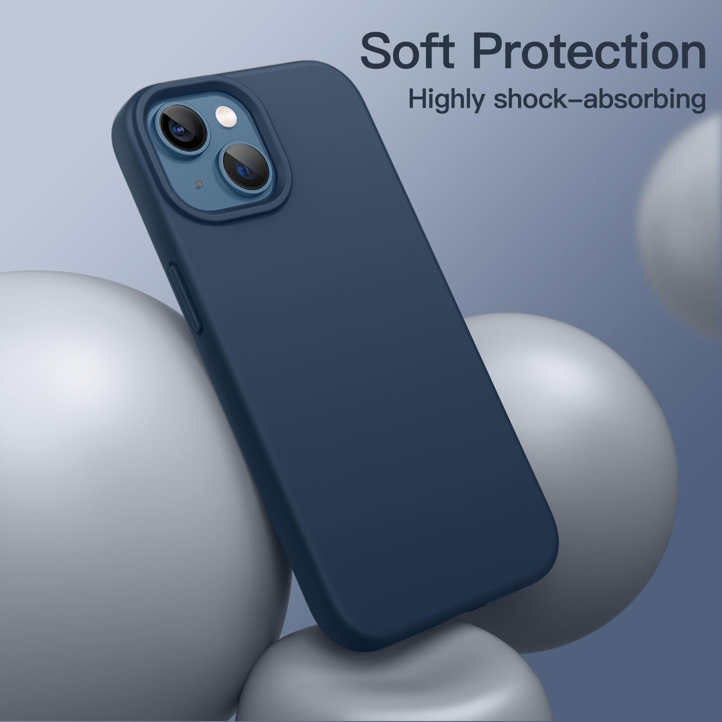 Funda Silicona para iPhone 13 6,1 Pulgadas, Protectora de Cuerpo Completo con Tacto Suave y Sedoso, Antigolpes Carcasa con Forro de Microfibra (Negro)