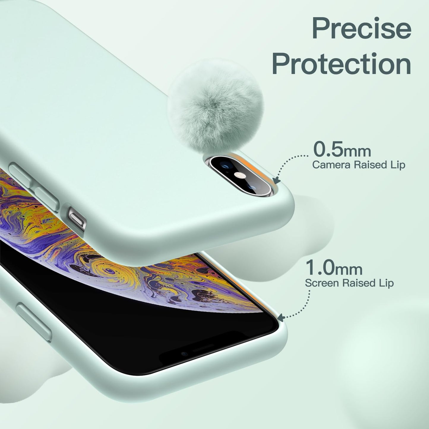 Funda de Silicona para iPhone X, iPhone XS, 5,8", Sedoso-Tacto Suave, Cubierta a Prueba de Golpes con Forro de Microfibra (Negro)