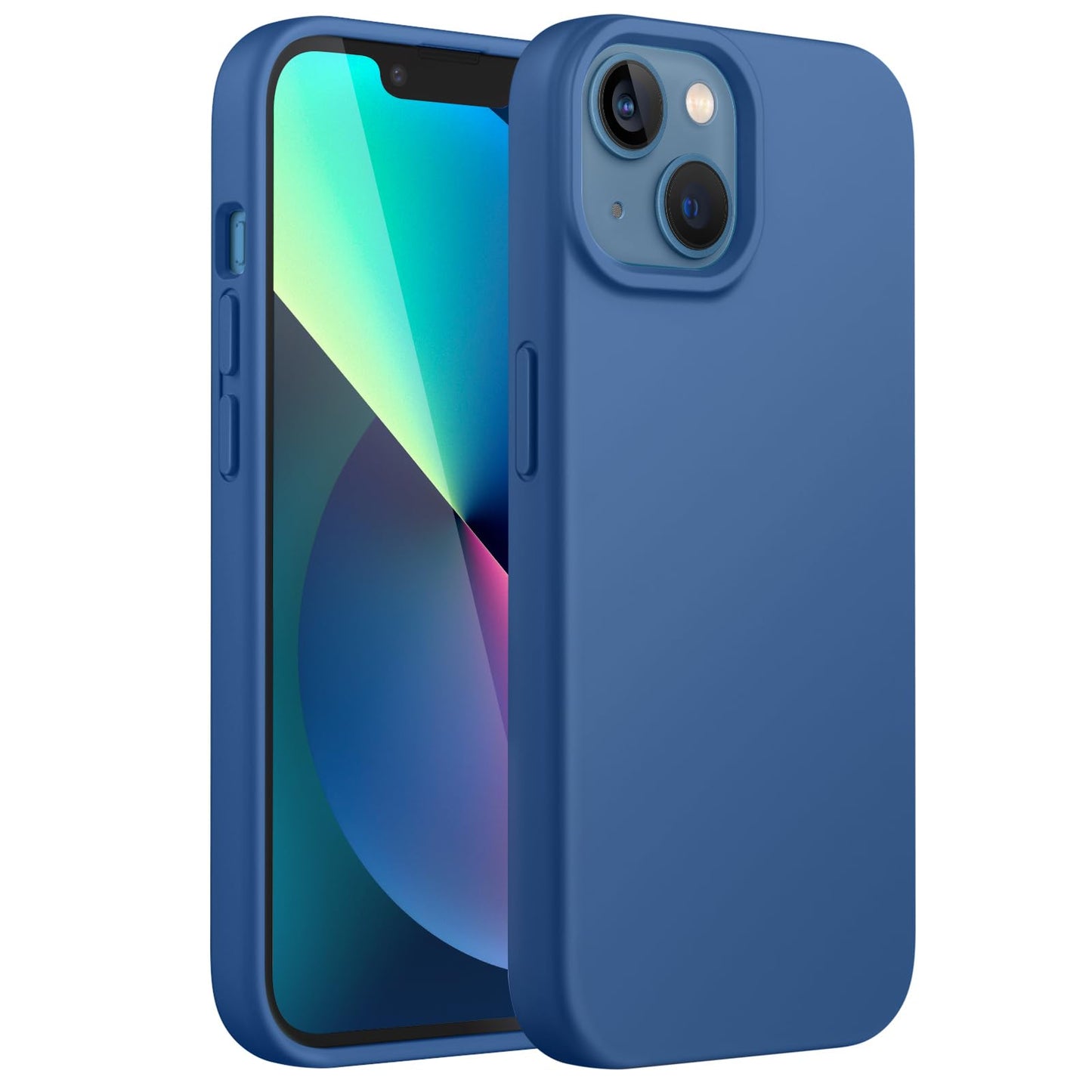 Funda Silicona para iPhone 13 6,1 Pulgadas, Protectora de Cuerpo Completo con Tacto Suave y Sedoso, Antigolpes Carcasa con Forro de Microfibra (Negro)