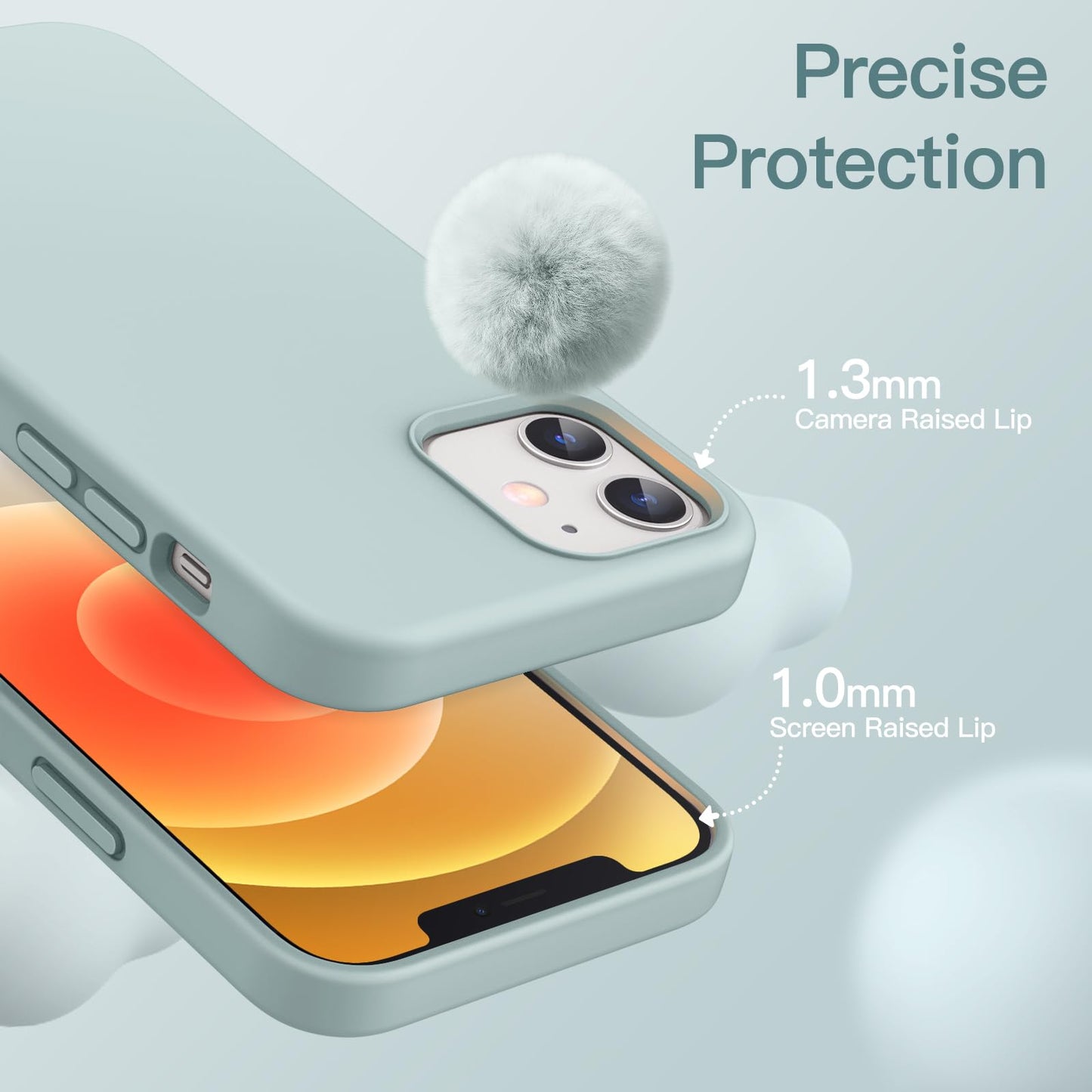 Funda Silicona para iPhone 12/12 Pro 6.1 Pulgadas, Protectora de Cuerpo Completo con Tacto Suave y Sedoso, Antigolpes Carcasa con Forro de Microfibra (Negro)