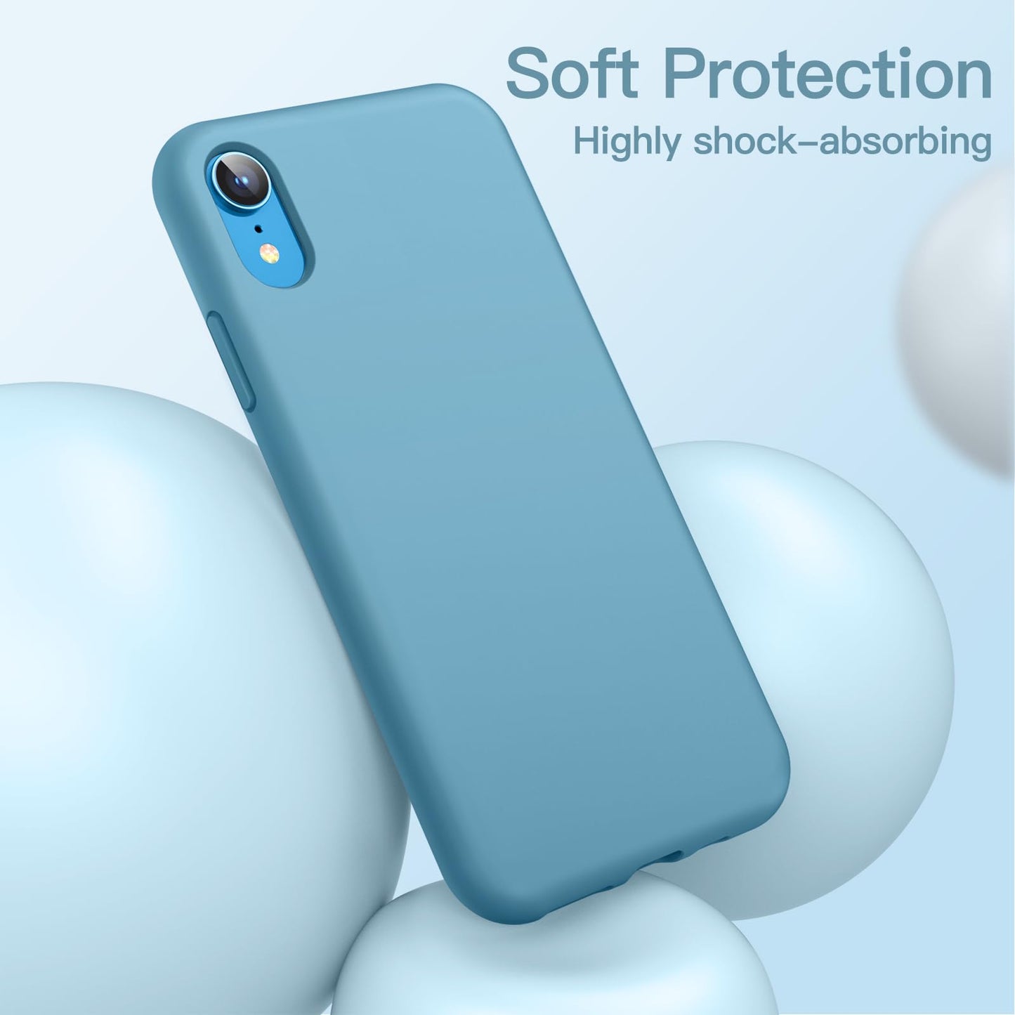 Funda de Silicona para iPhone XR, 6,1", Sedoso-Tacto Suave, Cubierta a Prueba de Golpes con Forro de Microfibra (Negro)