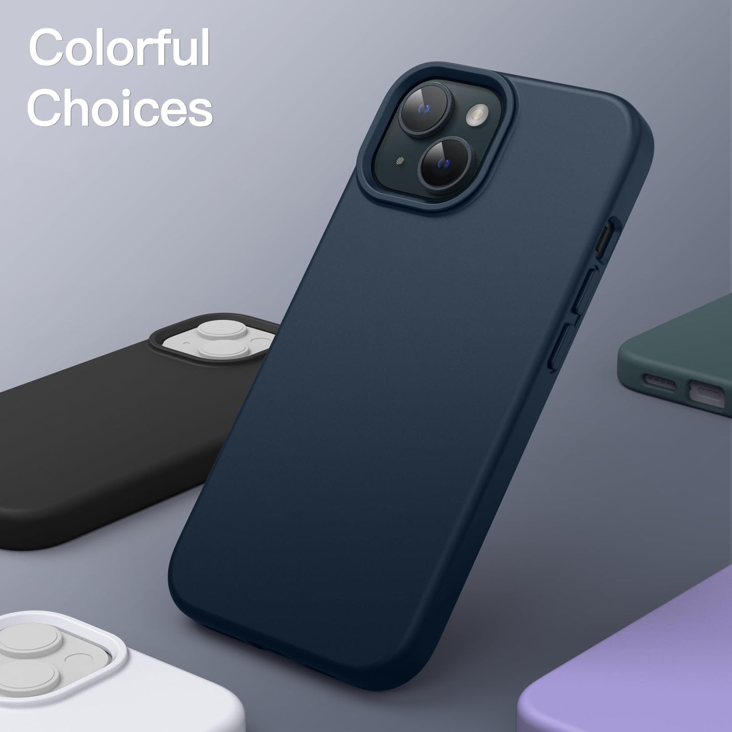 Funda Silicona para iPhone 15 Plus 6.7 Pulgadas, Protectora de Cuerpo Completo con Tacto Suave y Sedoso, Antigolpes Carcasa (Negro)