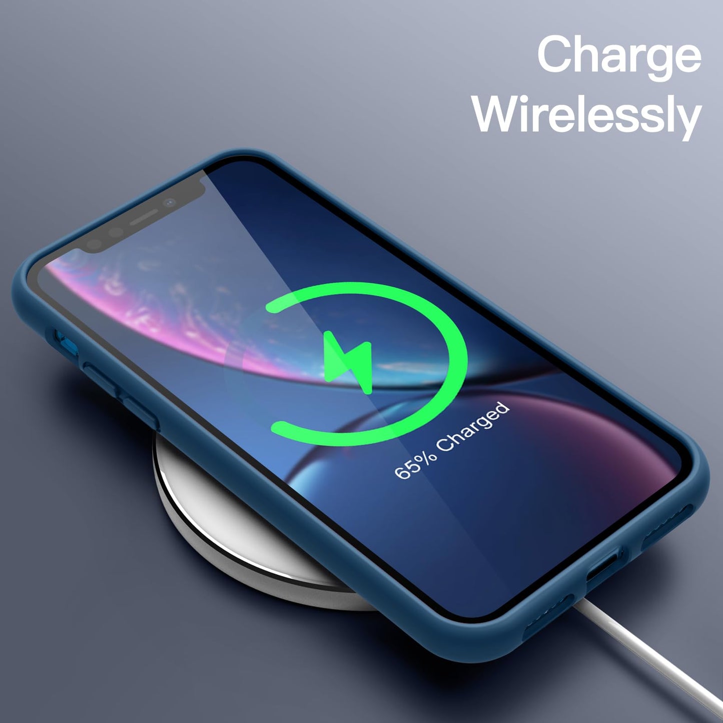 Funda de Silicona para iPhone XR, 6,1", Sedoso-Tacto Suave, Cubierta a Prueba de Golpes con Forro de Microfibra (Negro)