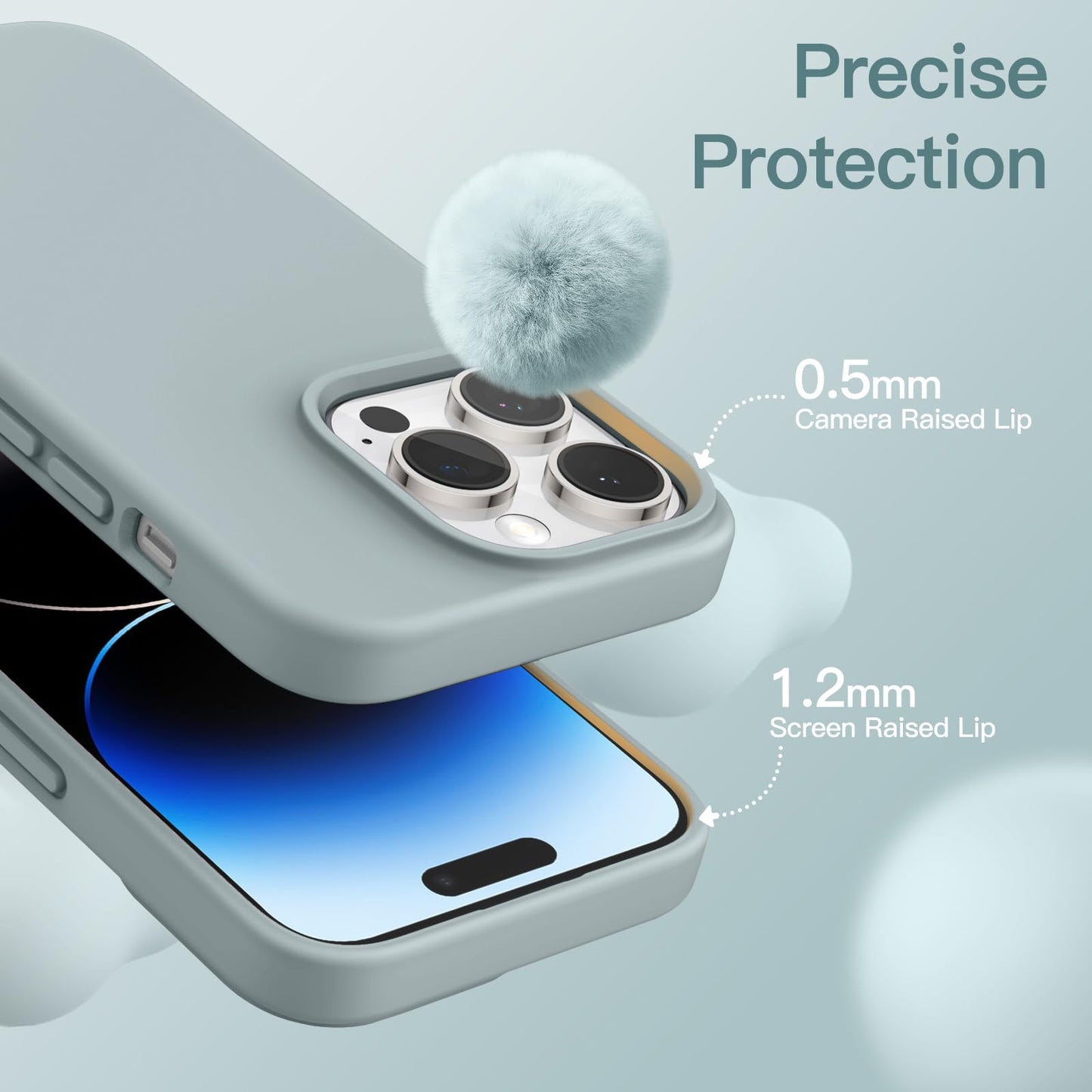 Funda Silicona para iPhone 14 Pro 6.1 Pulgadas, Protectora de Cuerpo Completo con Tacto Suave y Sedoso, Antigolpes Carcasa con Forro de Microfibra (Negro)