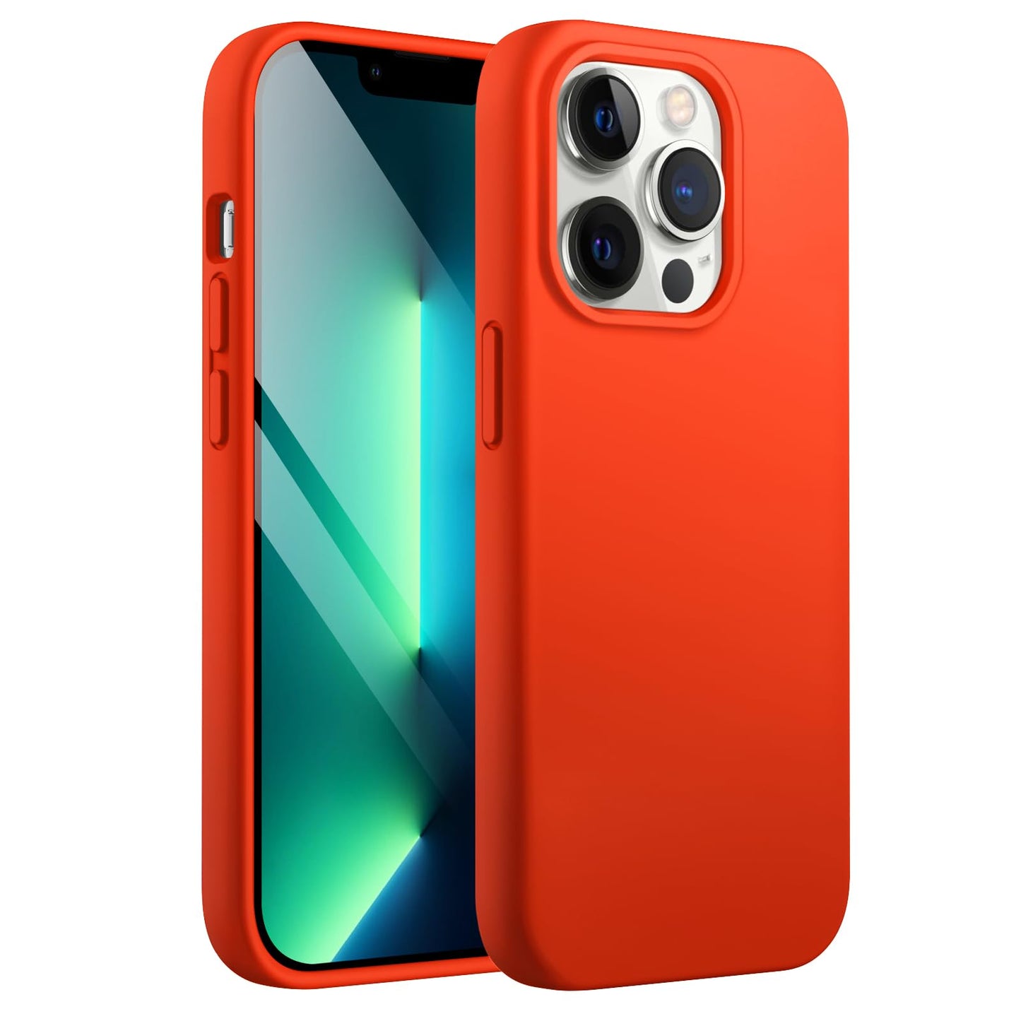 Funda Silicona para iPhone 13 Pro 6,1 Pulgadas, Protectora de Cuerpo Completo con Tacto Suave y Sedoso, Antigolpes Carcasa con Forro de Microfibra (Negro)