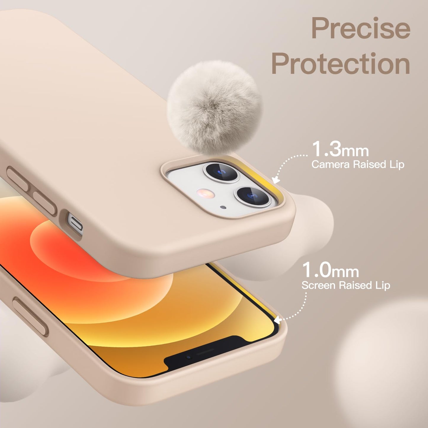 Funda Silicona para iPhone 12/12 Pro 6.1 Pulgadas, Protectora de Cuerpo Completo con Tacto Suave y Sedoso, Antigolpes Carcasa con Forro de Microfibra (Negro)