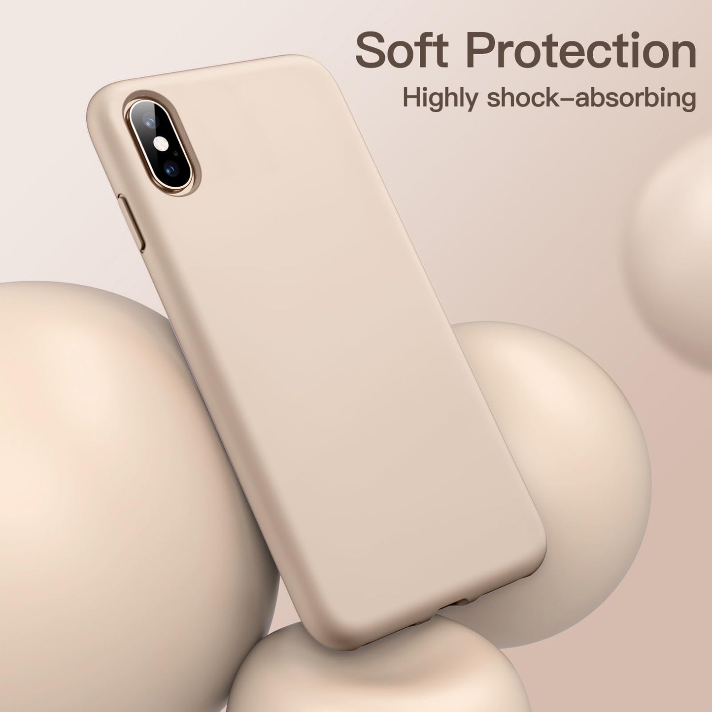 Funda de Silicona para iPhone X, iPhone XS, 5,8", Sedoso-Tacto Suave, Cubierta a Prueba de Golpes con Forro de Microfibra (Negro)