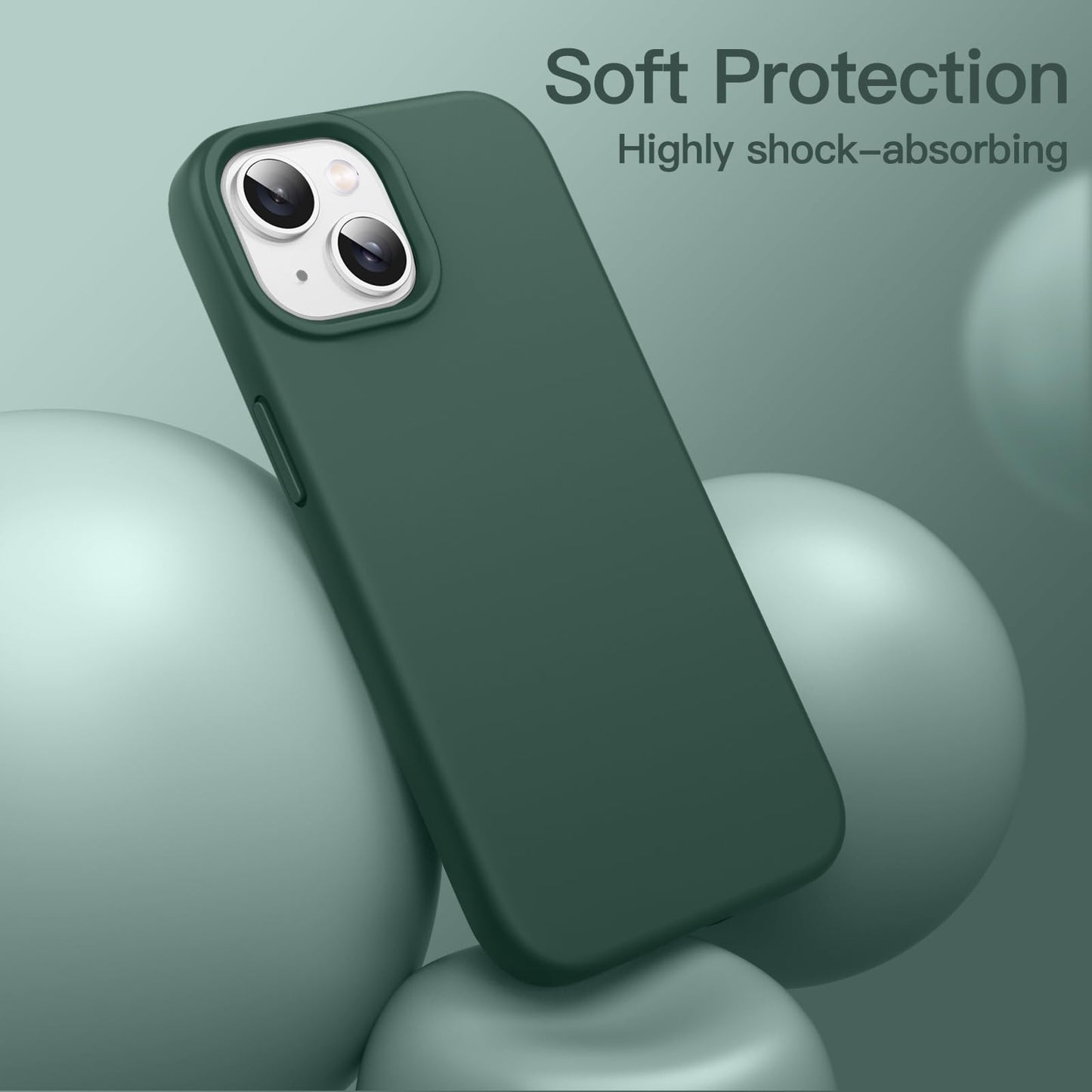 Funda Silicona para iPhone 14 6,1 Pulgadas, Protectora de Cuerpo Completo con Tacto Suave y Sedoso, Antigolpes Carcasa con Forro de Microfibra (Negro)