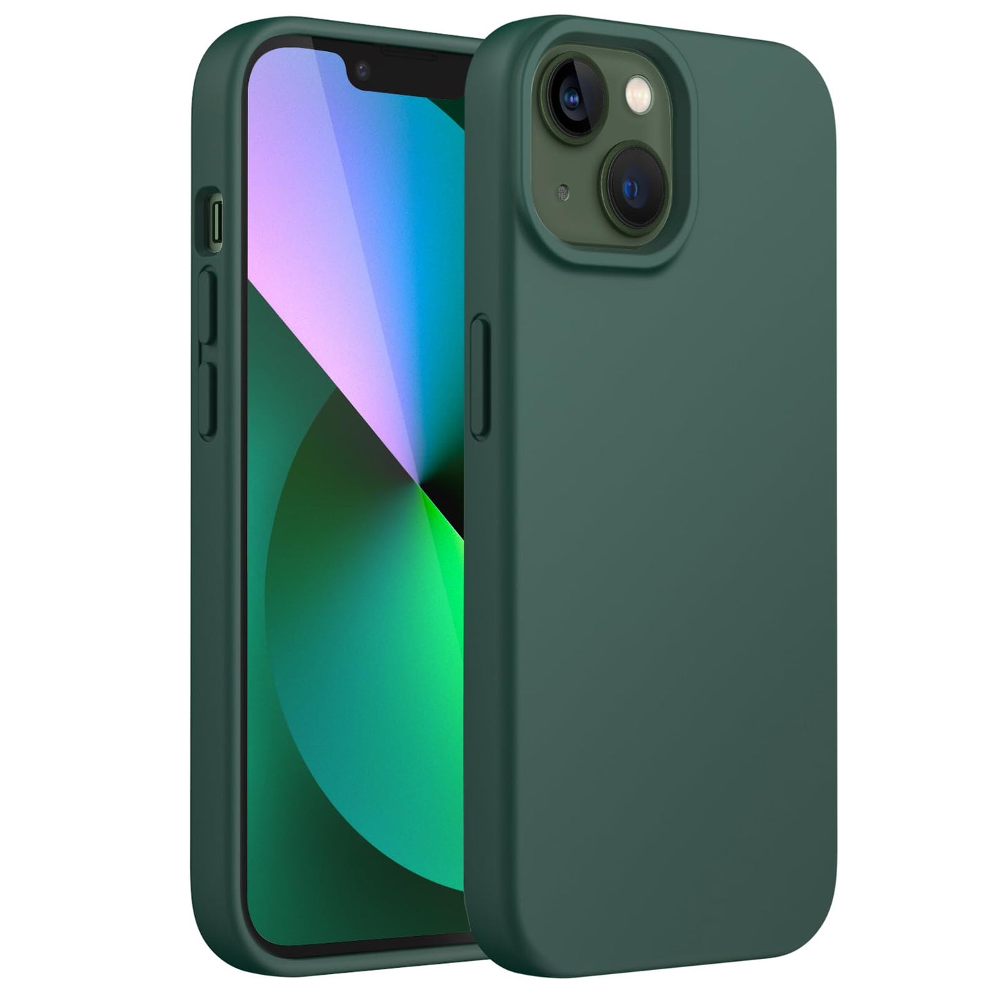 Funda Silicona para iPhone 13 6,1 Pulgadas, Protectora de Cuerpo Completo con Tacto Suave y Sedoso, Antigolpes Carcasa con Forro de Microfibra (Negro)