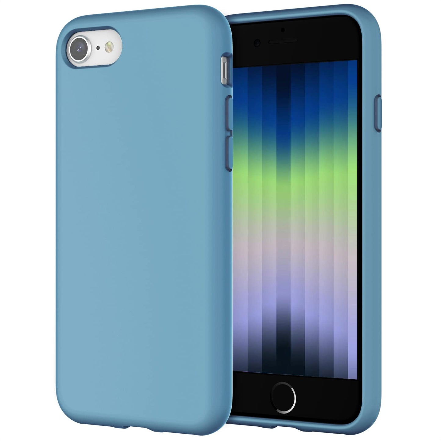 Funda de Silicona para iPhone SE 2022/2020 4,7 Pulgadas, Carcasa Protectora con Tacto Suave y Sedoso, Cubierta a Prueba de Golpes con Forro de Microfibra (Negro)