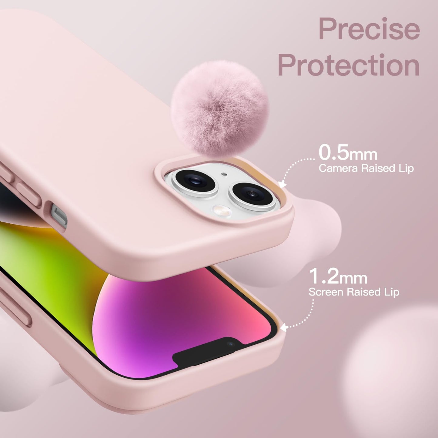 Funda Silicona para iPhone 14 6,1 Pulgadas, Protectora de Cuerpo Completo con Tacto Suave y Sedoso, Antigolpes Carcasa con Forro de Microfibra (Negro)