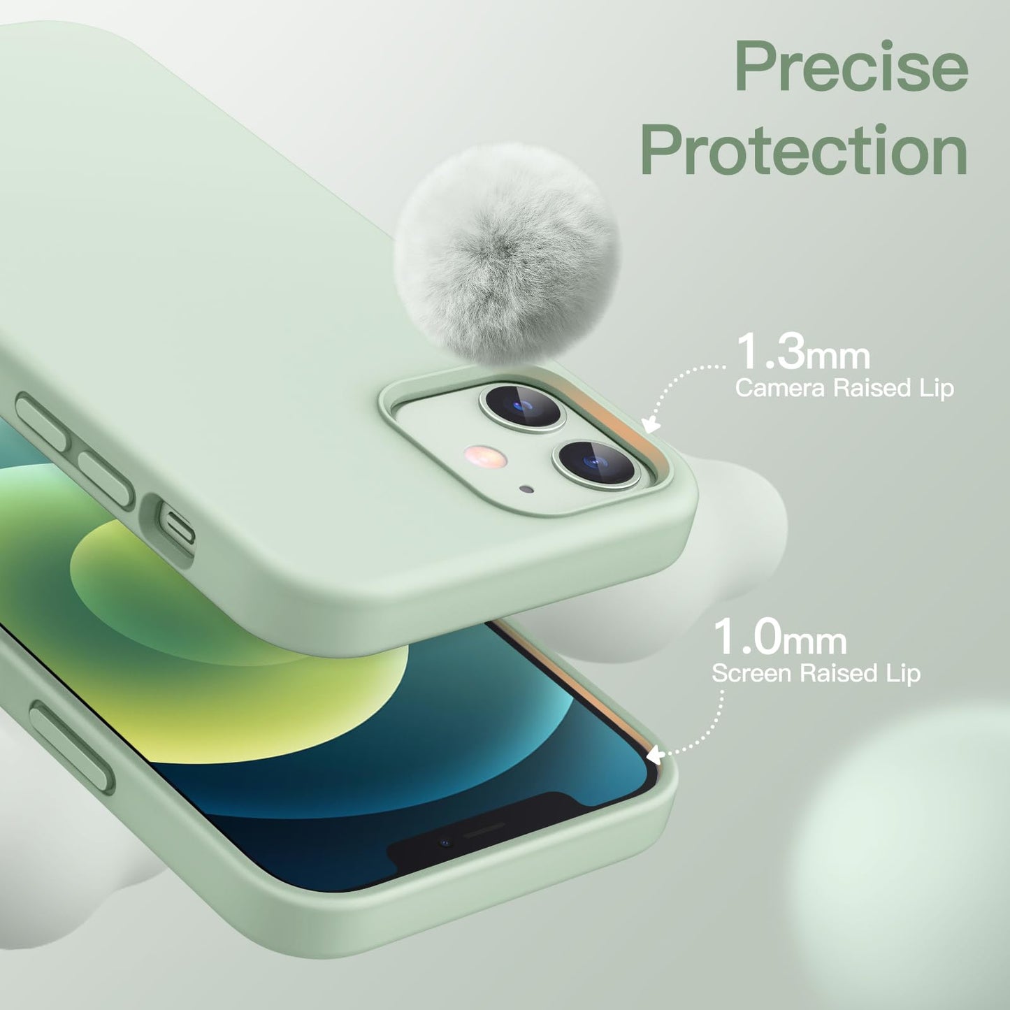 Funda Silicona para iPhone 12/12 Pro 6.1 Pulgadas, Protectora de Cuerpo Completo con Tacto Suave y Sedoso, Antigolpes Carcasa con Forro de Microfibra (Negro)