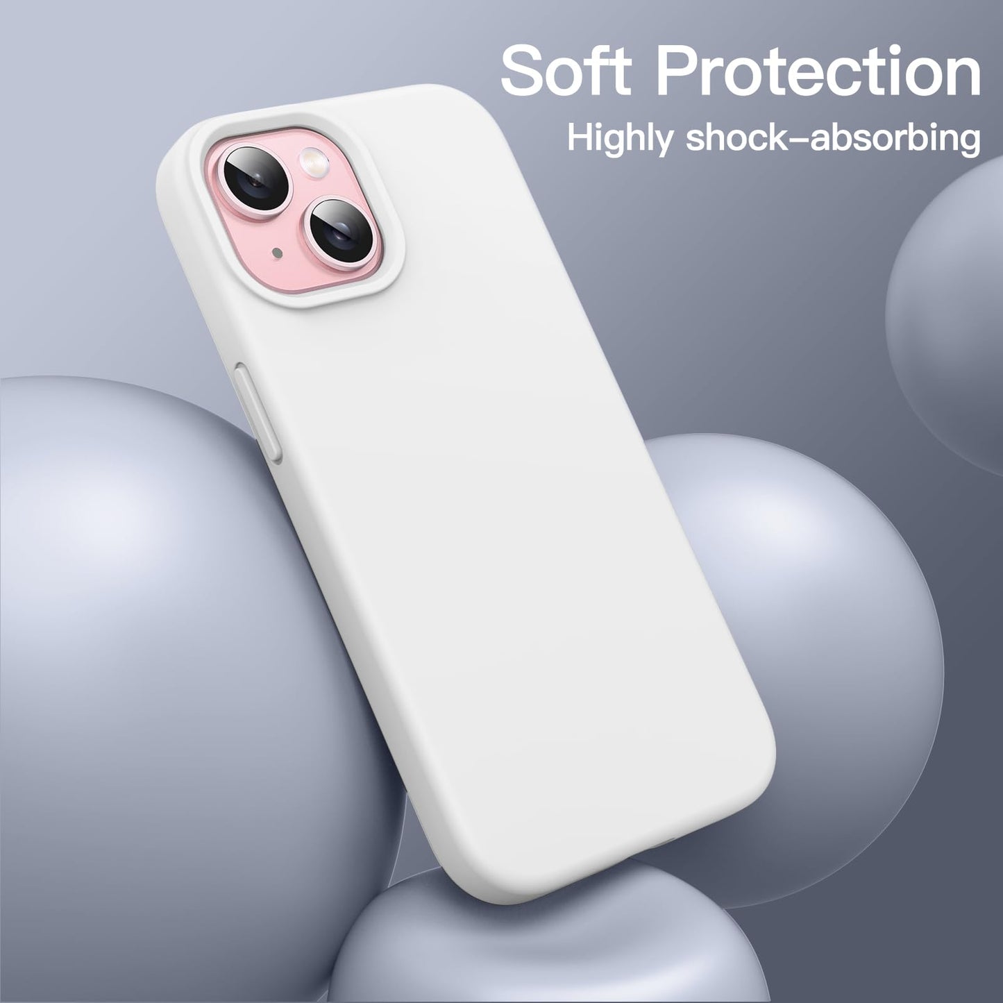 Funda Silicona para iPhone 15 Plus 6.7 Pulgadas, Protectora de Cuerpo Completo con Tacto Suave y Sedoso, Antigolpes Carcasa (Negro)