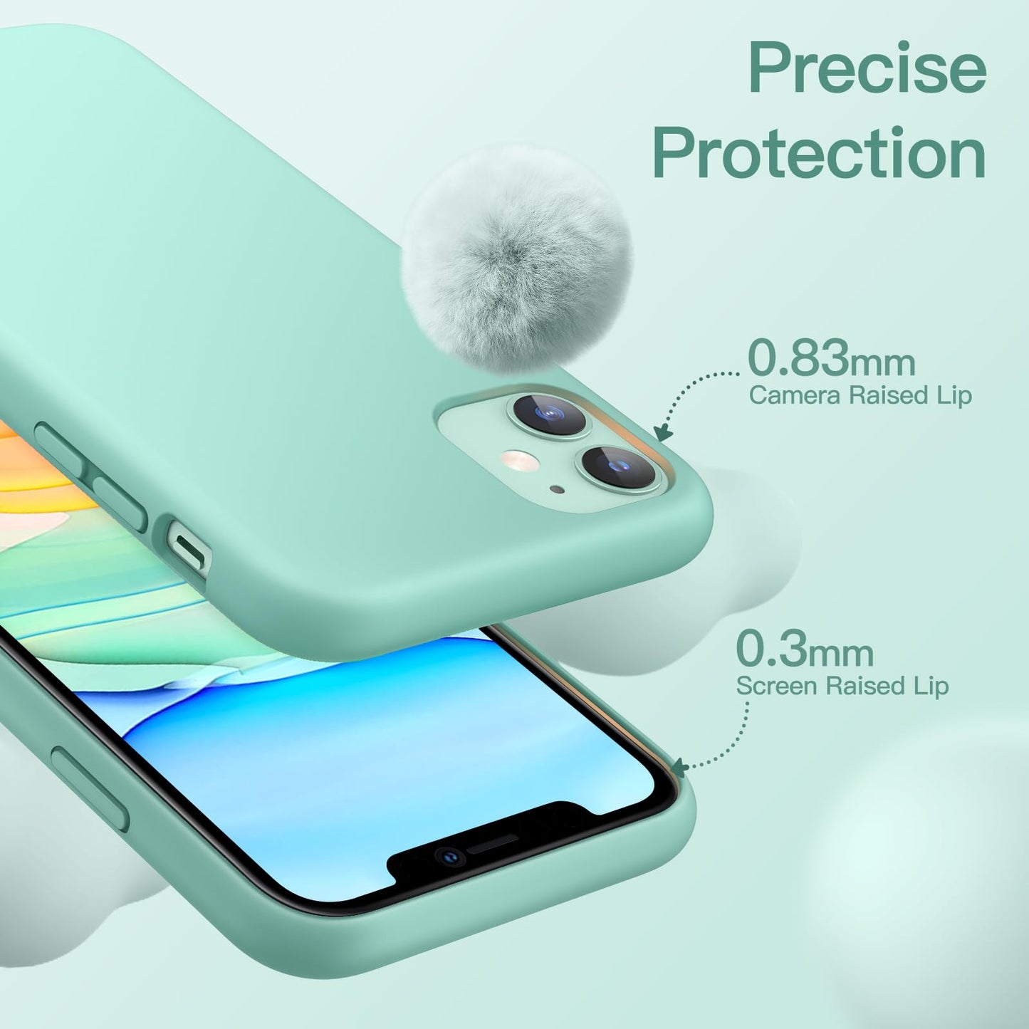 Funda de Silicona para iPhone 11 6.1 Pulgadas, Sedoso-Tacto Suave, Carcasa de Cubierta a Prueba de Golpes con Forro de Microfibra (Azul Claro)