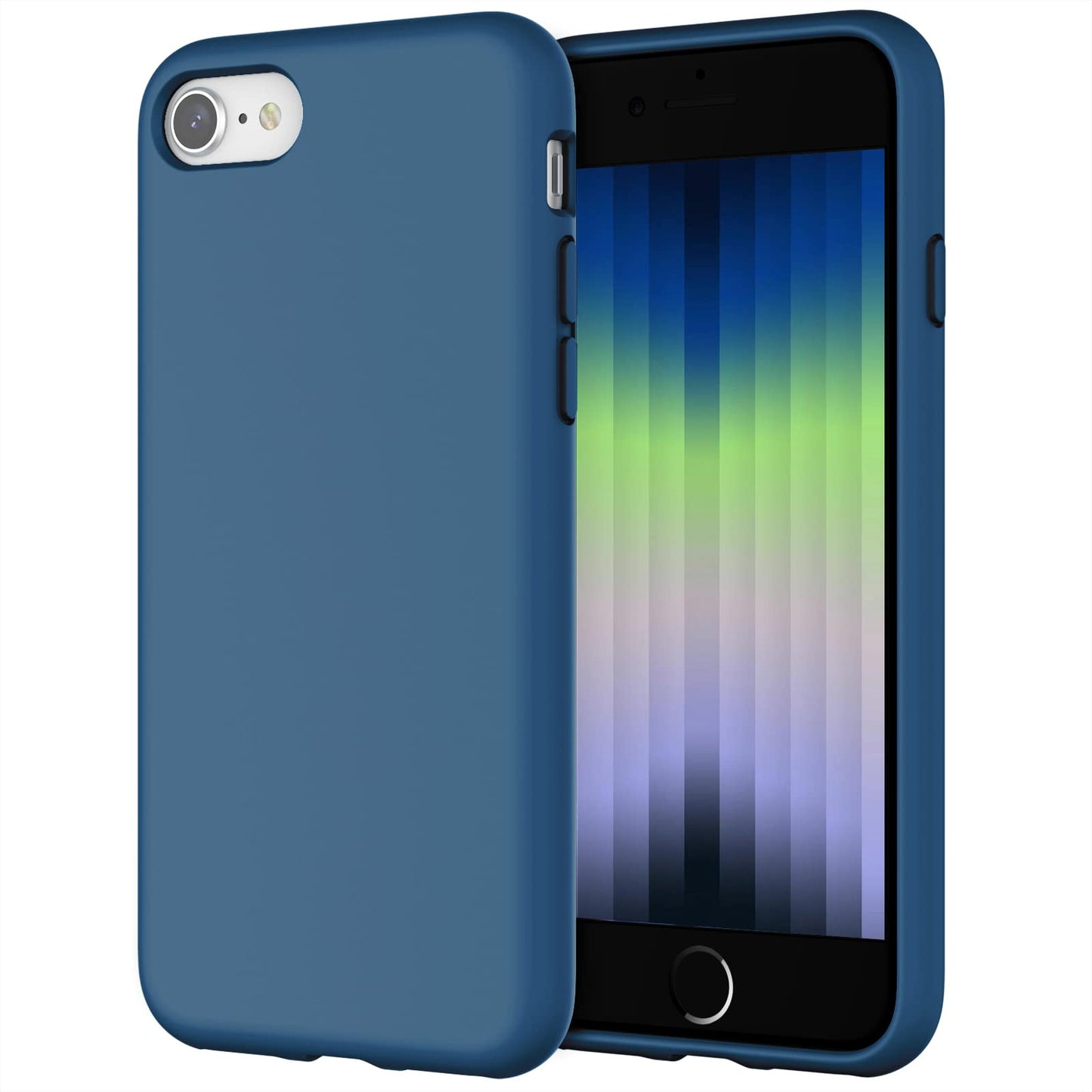 Funda de Silicona para iPhone SE 2022/2020 4,7 Pulgadas, Carcasa Protectora con Tacto Suave y Sedoso, Cubierta a Prueba de Golpes con Forro de Microfibra (Negro)