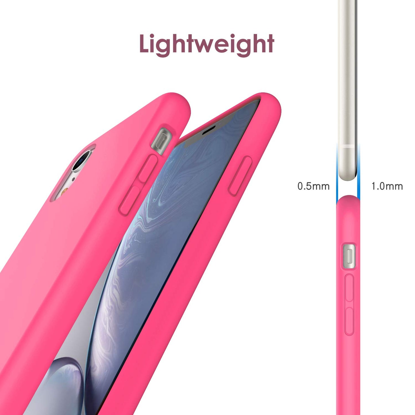 Funda de Silicona para iPhone XR, 6,1", Sedoso-Tacto Suave, Cubierta a Prueba de Golpes con Forro de Microfibra (Negro)