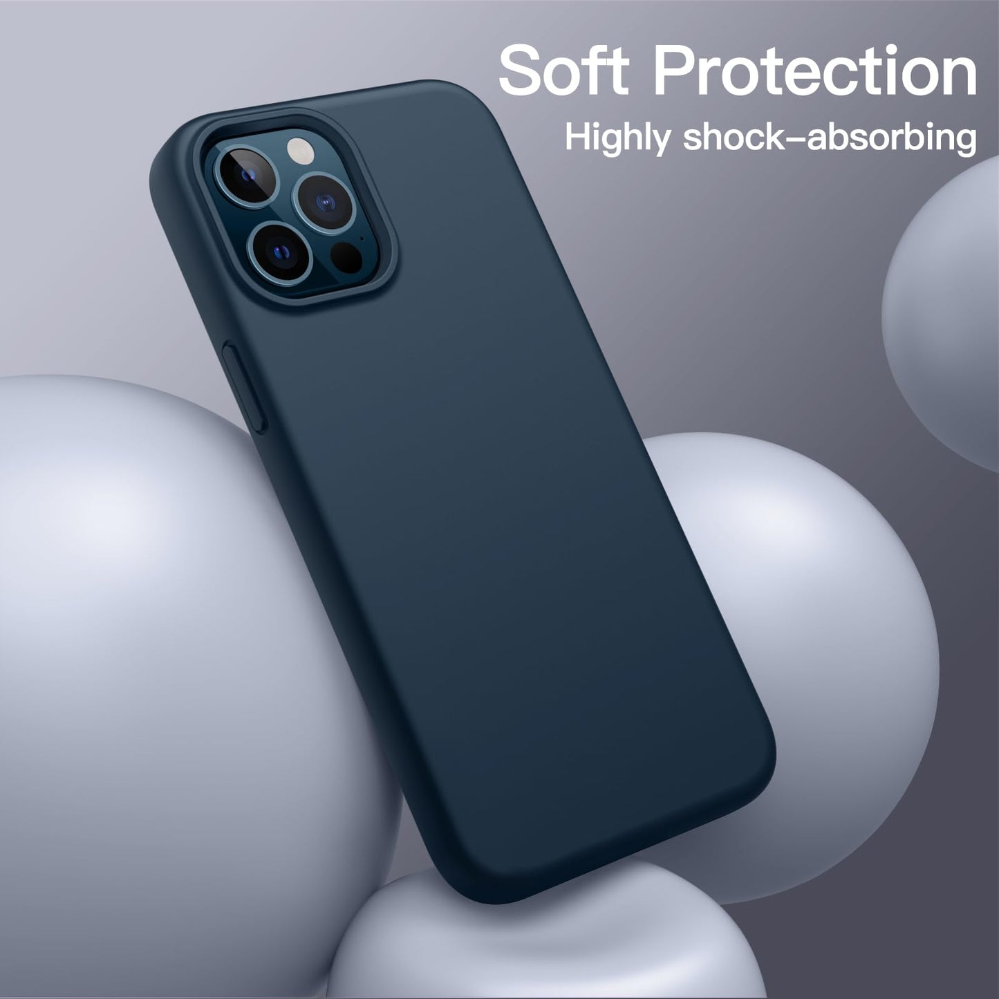 Funda Silicona para iPhone 12 Pro MAX 6.7 Pulgadas, Protectora de Cuerpo Completo con Tacto Suave y Sedoso, Antigolpes Carcasa con Forro de Microfibra (Negro)