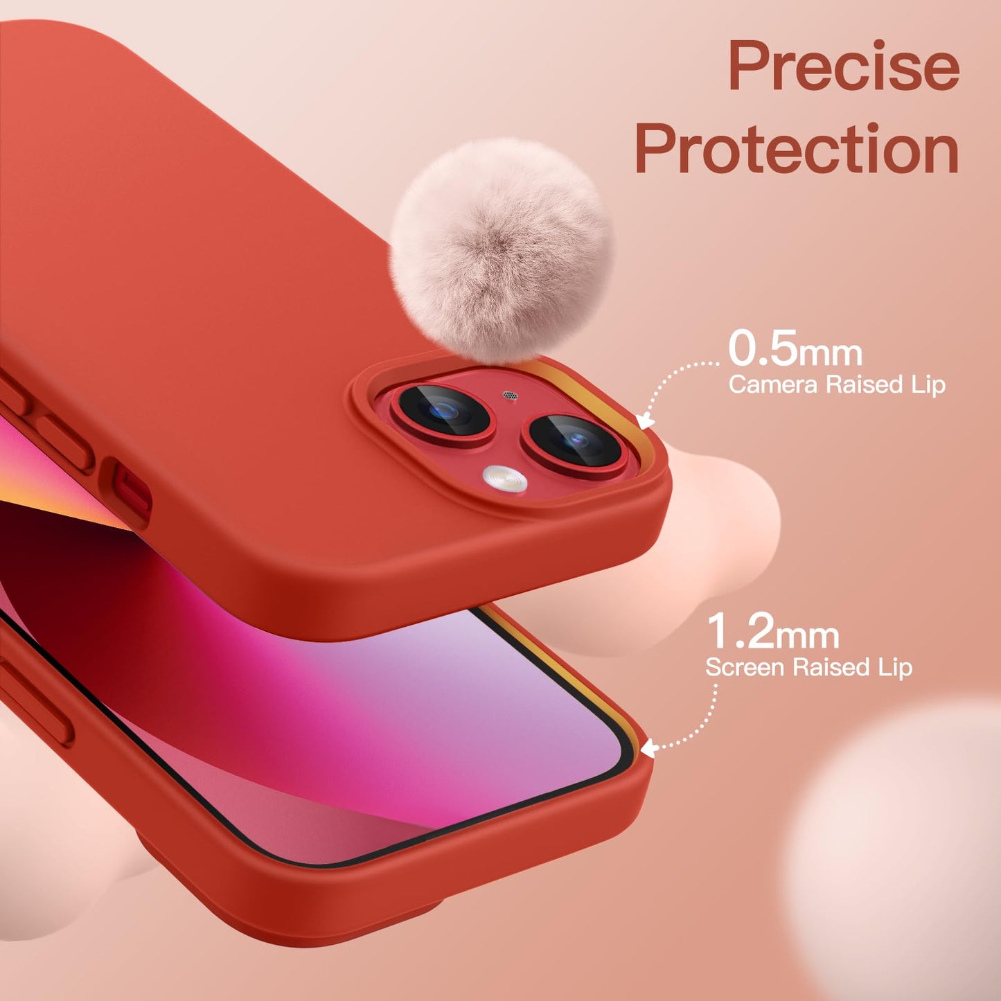 Funda Silicona para iPhone 13 6,1 Pulgadas, Protectora de Cuerpo Completo con Tacto Suave y Sedoso, Antigolpes Carcasa con Forro de Microfibra (Negro)