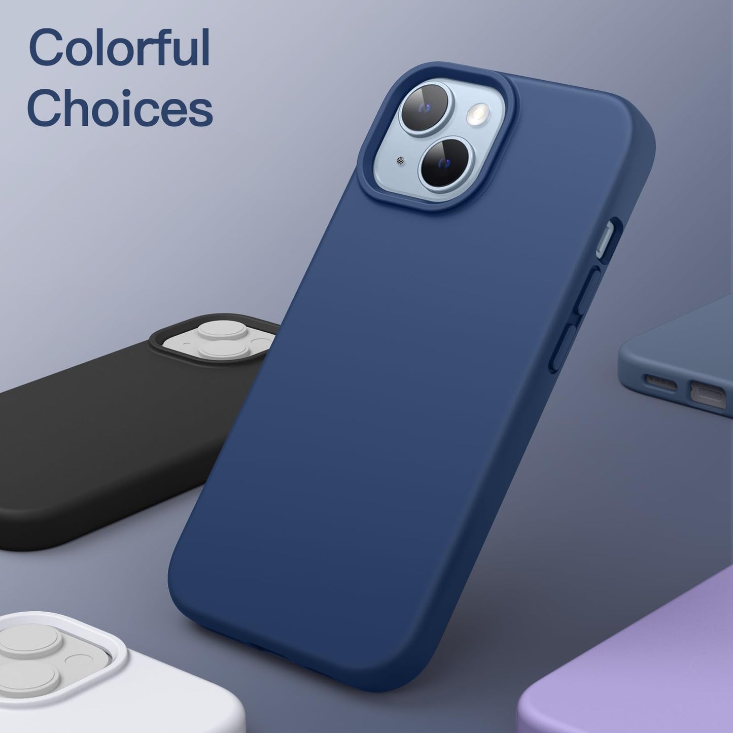 Funda Silicona para iPhone 14 6,1 Pulgadas, Protectora de Cuerpo Completo con Tacto Suave y Sedoso, Antigolpes Carcasa con Forro de Microfibra (Negro)