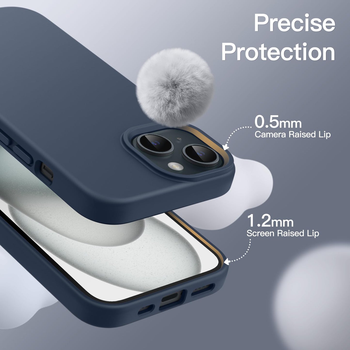 Funda Silicona para iPhone 15 6.1 Pulgadas, Protectora de Cuerpo Completo con Tacto Suave y Sedoso, Antigolpes Carcasa (Negro)