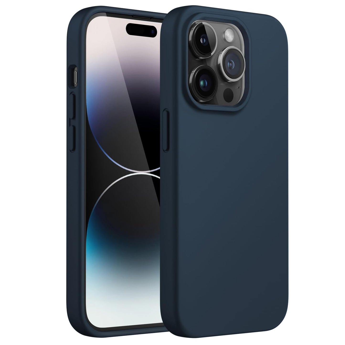 Funda Silicona para iPhone 14 Pro MAX 6.7 Pulgadas, Protectora de Cuerpo Completo con Tacto Suave y Sedoso, Antigolpes Carcasa con Forro de Microfibra (Negro)